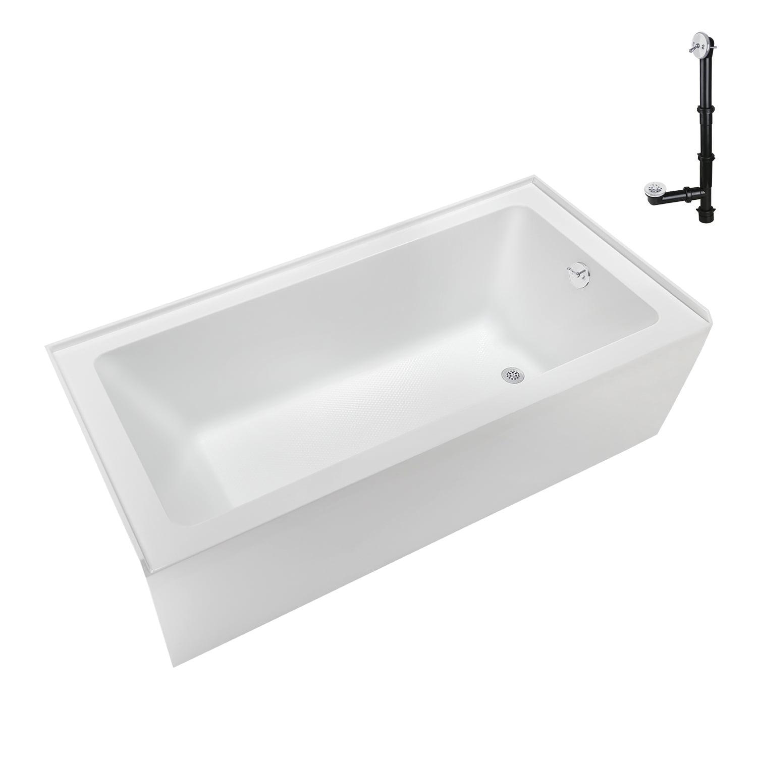 Streamline 66 in. x 32 in. Acrylic Right-Hand Drain Alcove Bathtub in Glossy White With External Drain