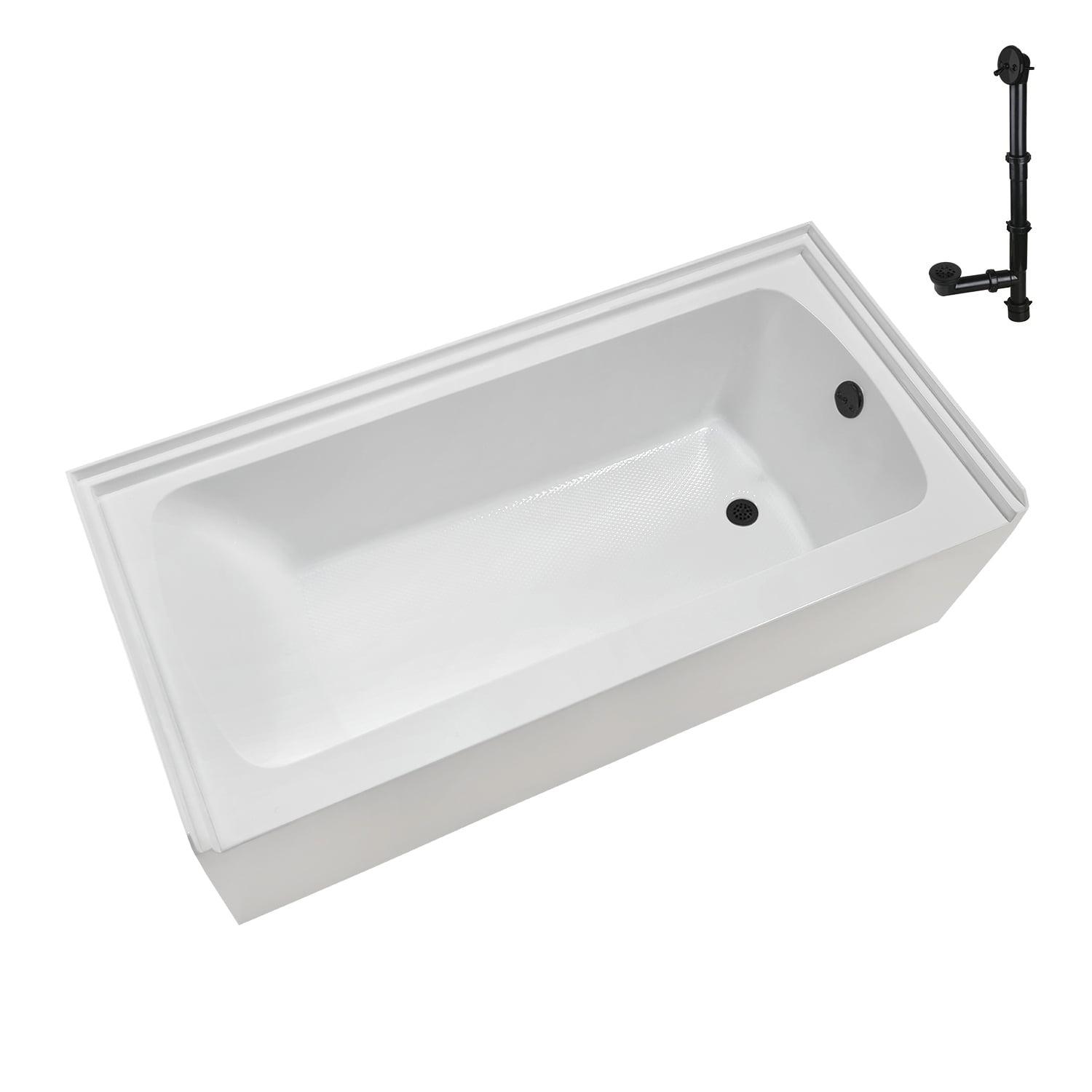 Streamline 60 in. x 30 in. Acrylic Right-Hand Drain Alcove Bathtub in Glossy White With External Drain