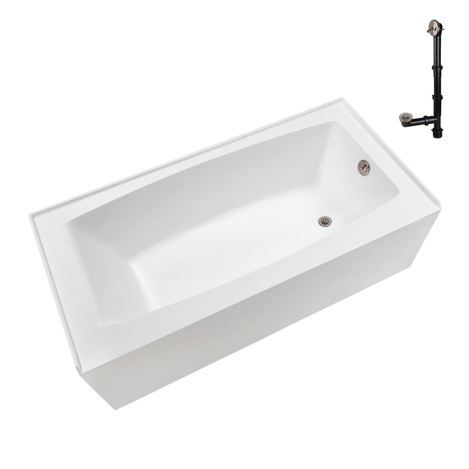 Streamline 60 in. x 30 in. Acrylic Right-Hand Drain Alcove Bathtub in Glossy White With External Drain