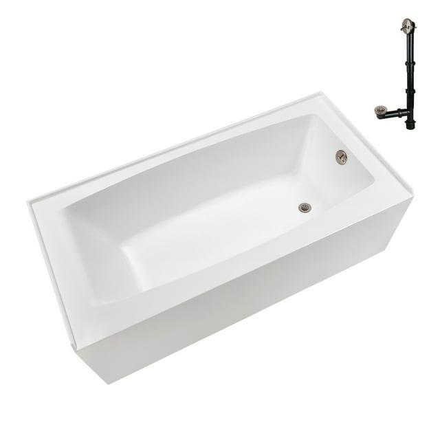 Streamline Bath Streamline 60 in. x 30 in. Acrylic Right-Hand Drain Alcove Bathtub in Glossy White With External Drain NAL-5500-BNK