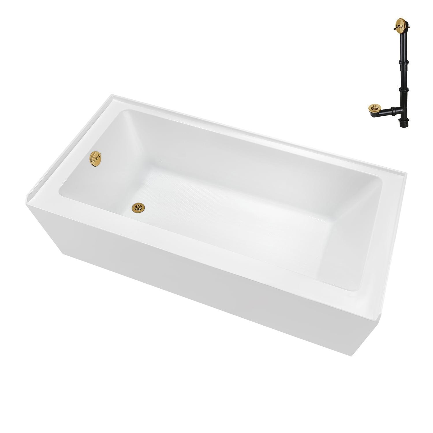 Streamline Bath Streamline 60 in. x 32 in. Acrylic Left-Hand Drain Alcove Bathtub in Glossy White With External Drain NAL-5560-BGL