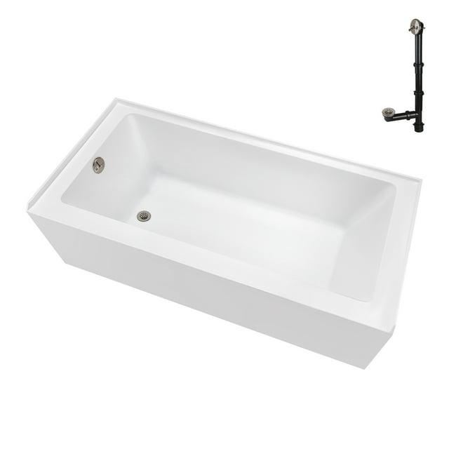 Streamline Bath Streamline 60 in. x 32 in. Acrylic Left-Hand Drain Alcove Bathtub in Glossy White With External Drain NAL-5560-BNK