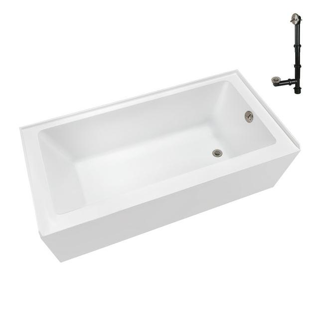 Streamline Bath Streamline 60 in. x 32 in. Acrylic Right-Hand Drain Alcove Bathtub in Glossy White With External Drain NAL-5580-BNK