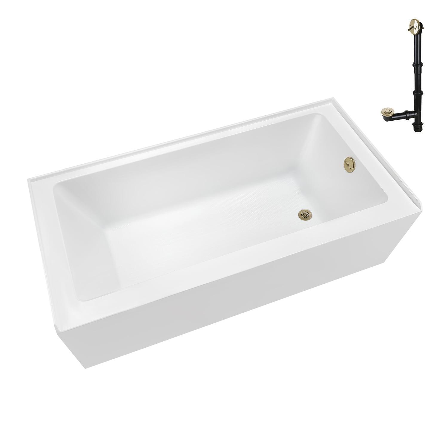 Streamline 60 in. x 32 in. Acrylic Right-Hand Drain Alcove Bathtub in Glossy White With External Drain