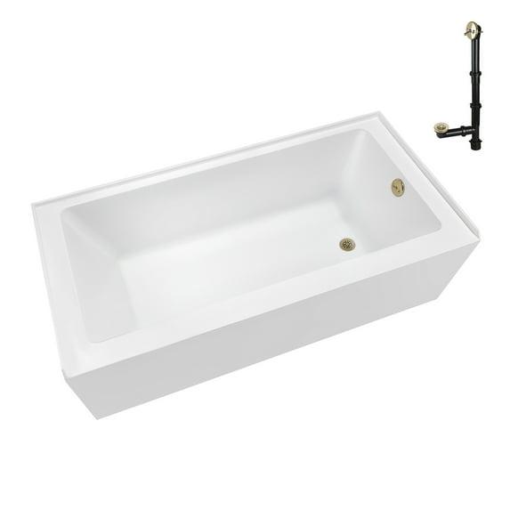 Streamline Bath Streamline 60 in. x 32 in. Acrylic Right-Hand Drain Alcove Bathtub in Glossy White With External Drain NAL-5580-PBR