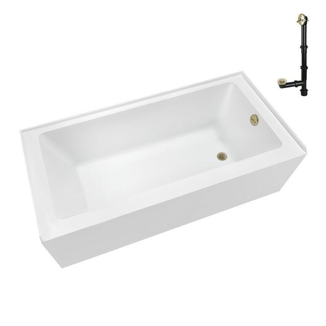 Streamline Bath Streamline 60 in. x 32 in. Acrylic Right-Hand Drain Alcove Bathtub in Glossy White With External Drain NAL-5580-PBR
