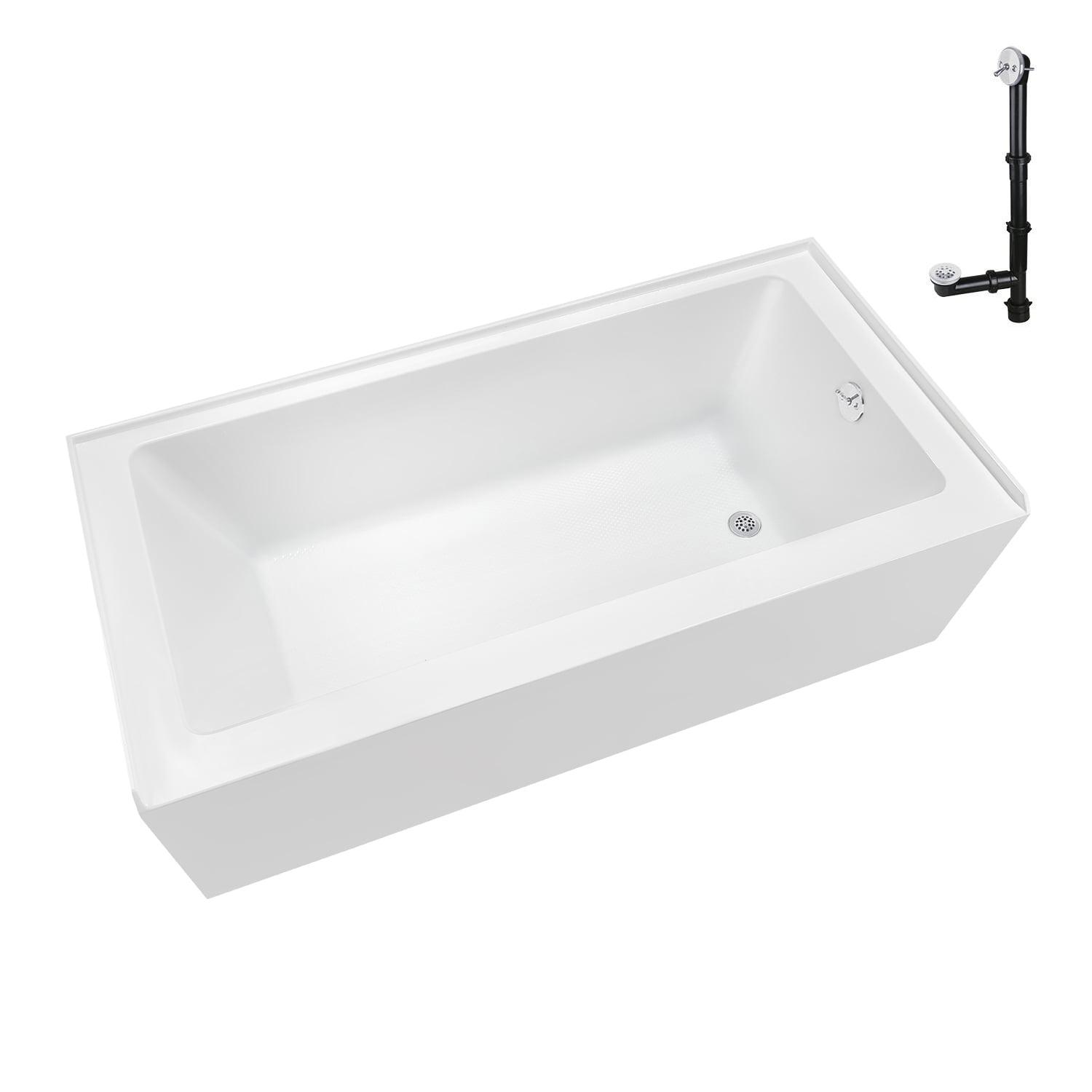 Streamline 60 in. x 32 in. Acrylic Right-Hand Drain Alcove Bathtub in Glossy White With External Drain