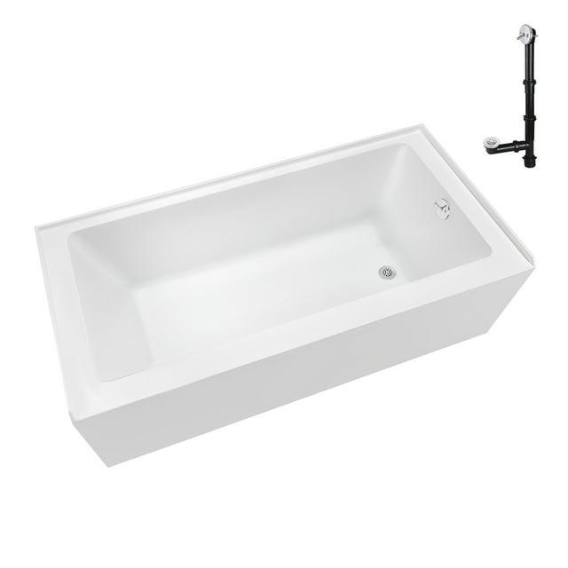 Streamline Bath Streamline 60 in. x 32 in. Acrylic Right-Hand Drain Alcove Bathtub in Glossy White With External Drain NAL-5580-WH