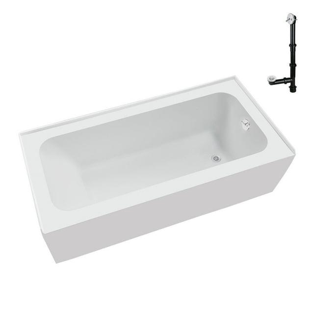Streamline Bath Streamline 60 in. x 30 in. Acrylic Left-Hand Drain Alcove Bathtub in Glossy White With External Drain NAL-5640-PBR