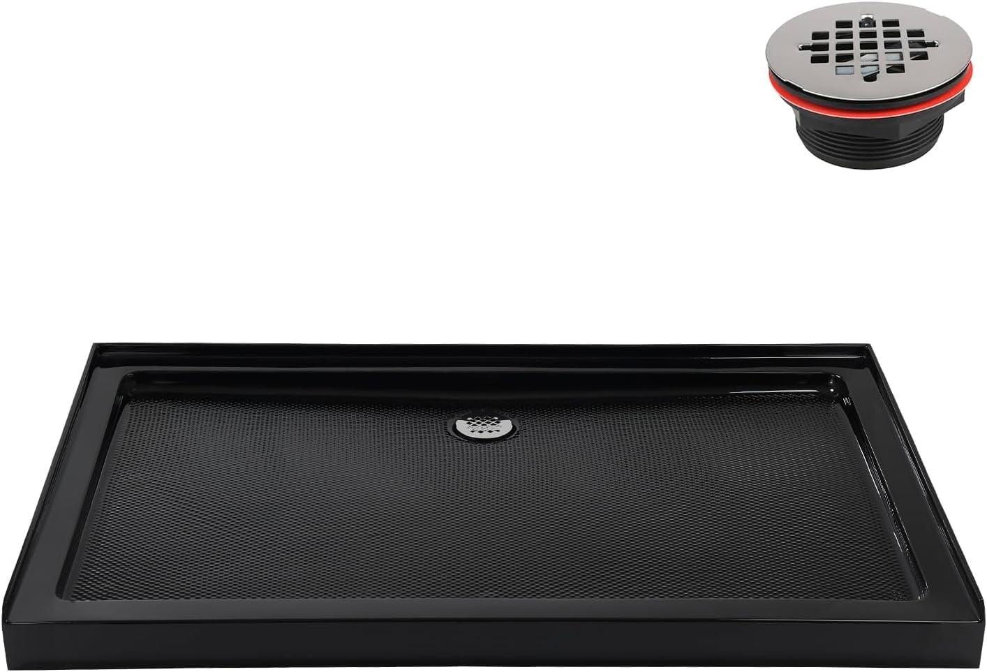 Streamline Bath NT-2151-36BL-RH Streamline NT-2151-36BL-RH 36 in. x 36 in. Corner Acrylic Shower Base in Glossy Black with Right Hand Drain, Drain Included