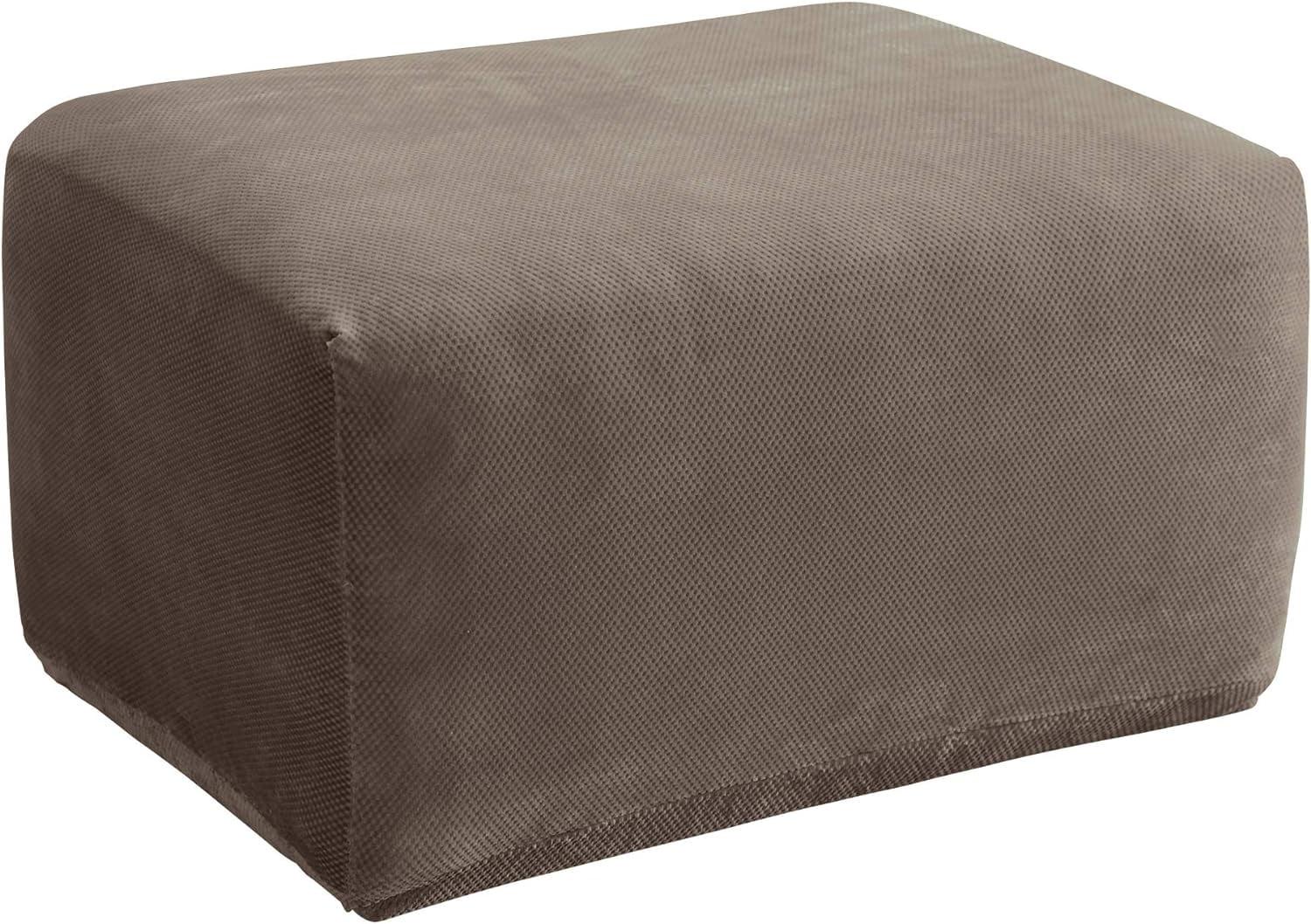 Stretch Pique Box Cushion Ottoman Slipcover