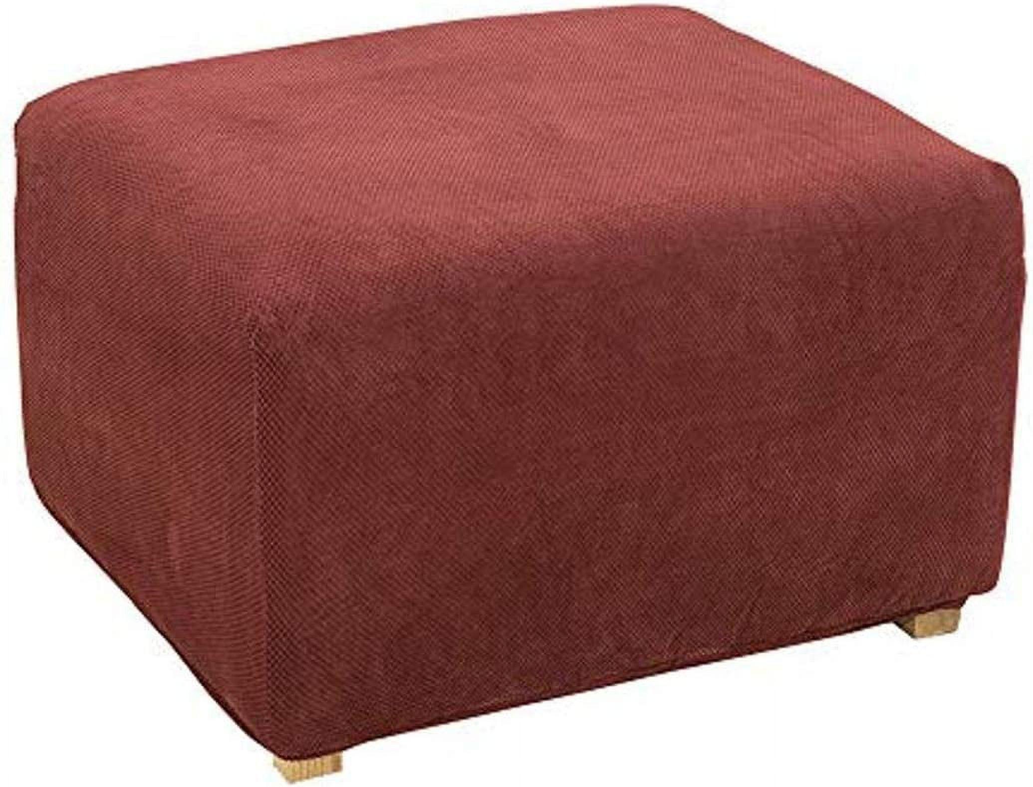 Garnet Waffle-Knit Stretch Pique Oversized Ottoman Slipcover