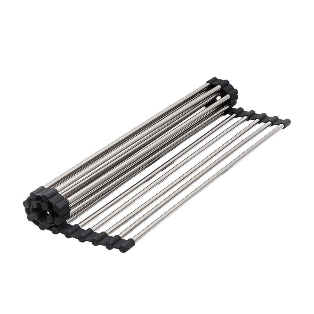Strictly Sinks Stainless Steel Dish Drying Rack Polished Chrome Multipurpose Foldable Roll Up Rack