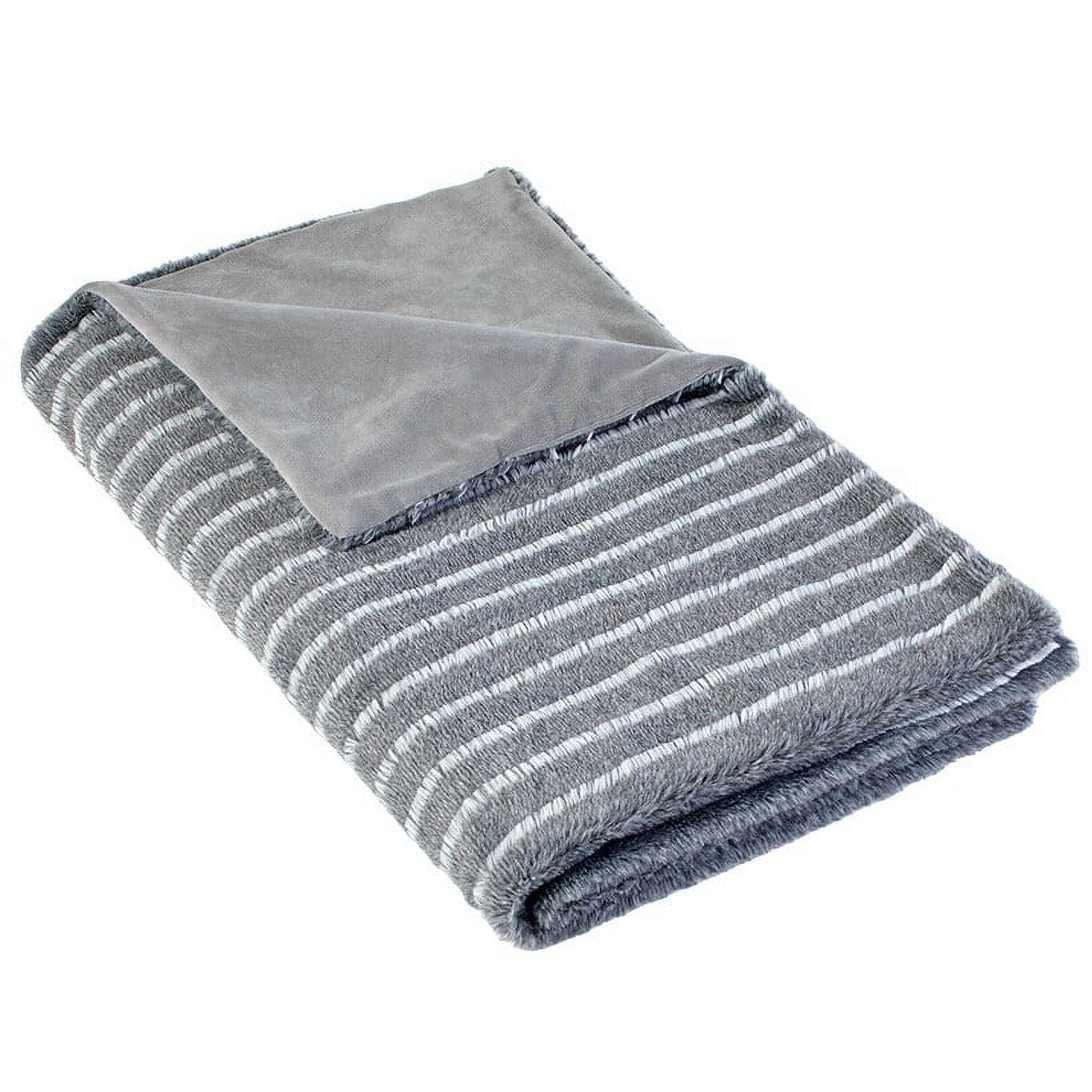 The Lakeside Collection Striped Faux Fur Throws or Accent Pillows - Striped Faux Fur Throw Gray