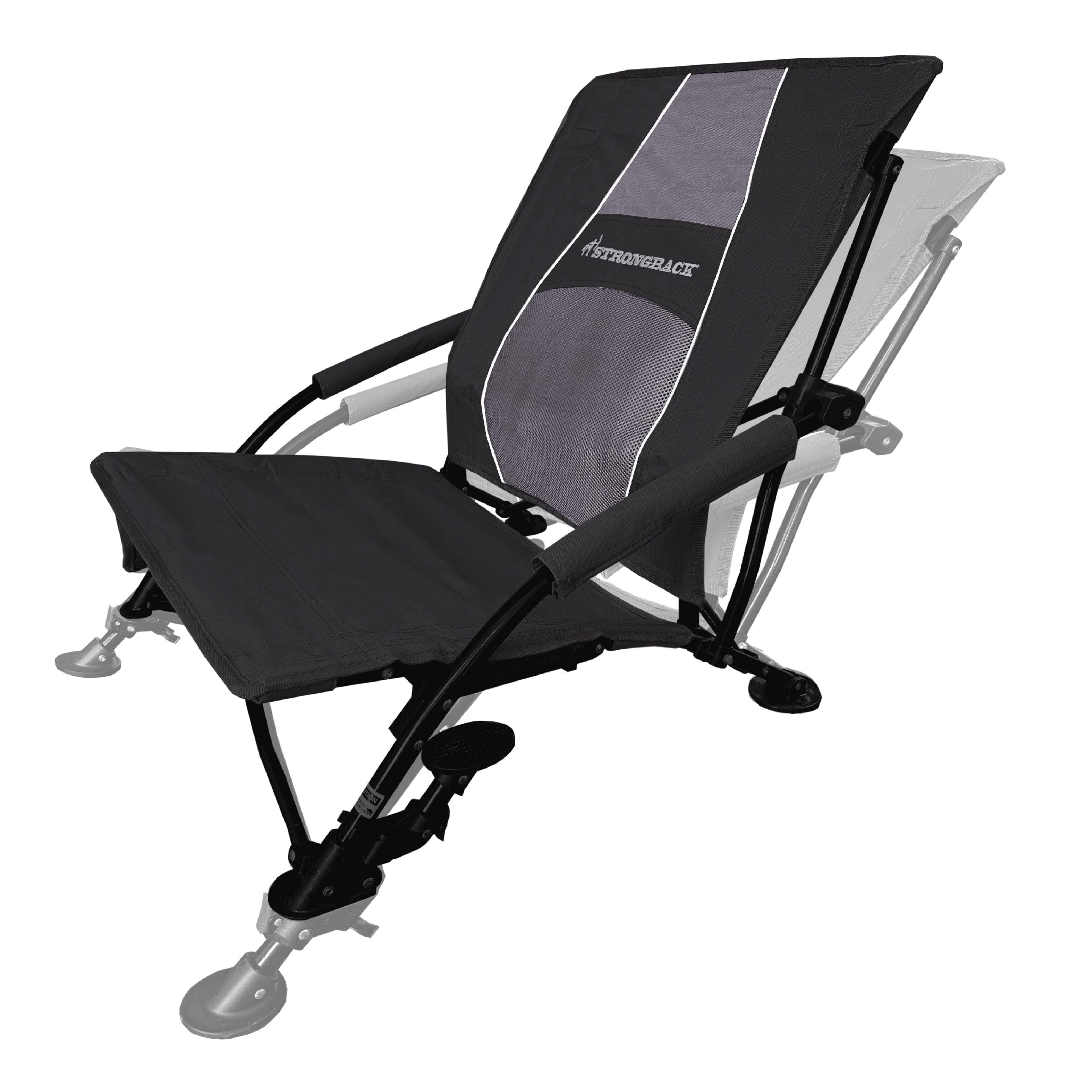 Strongback Low G Recliner Beach Chair with Lumbar Support, Black/Grey
