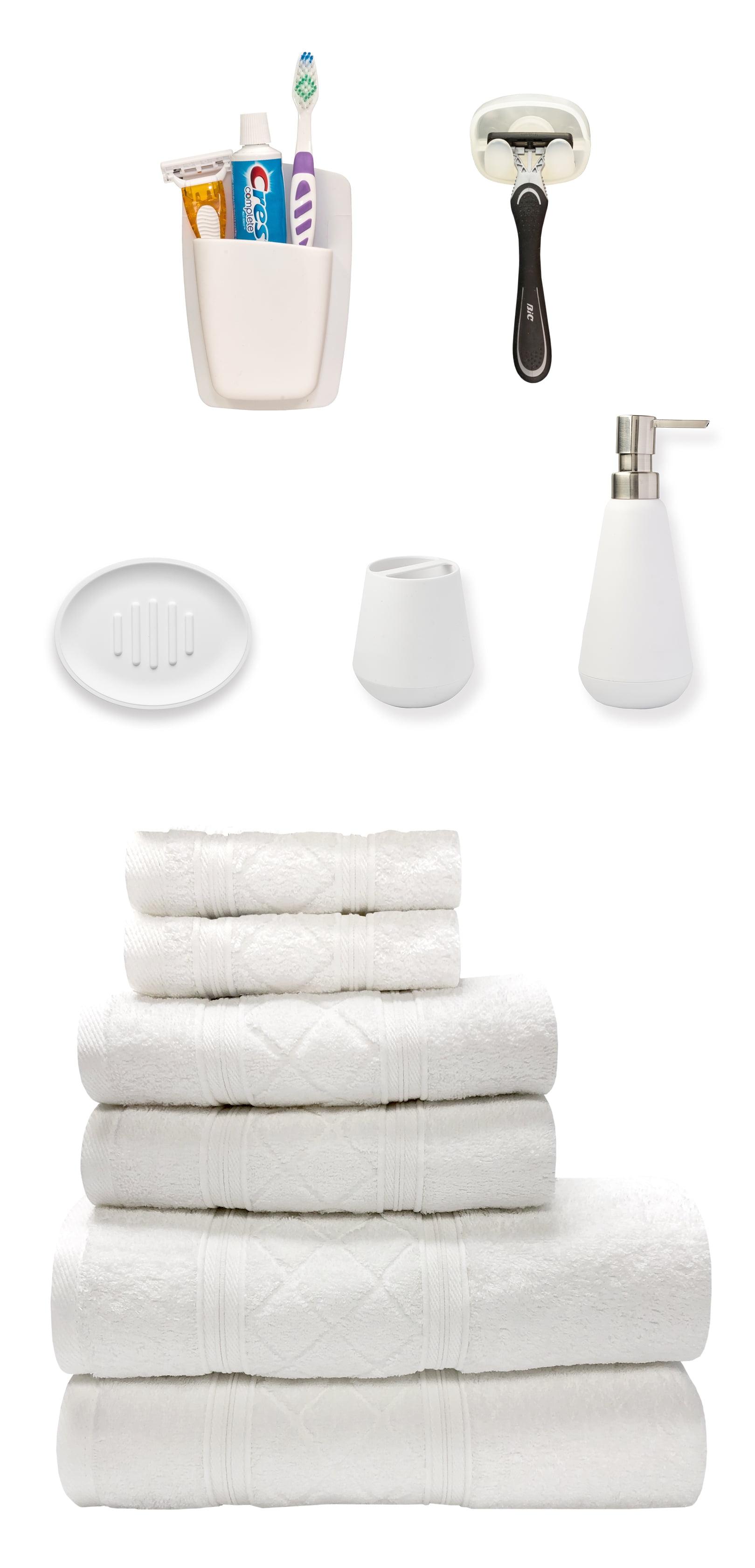 White 11-Piece Bathroom Essentials Set with Cotton Towels