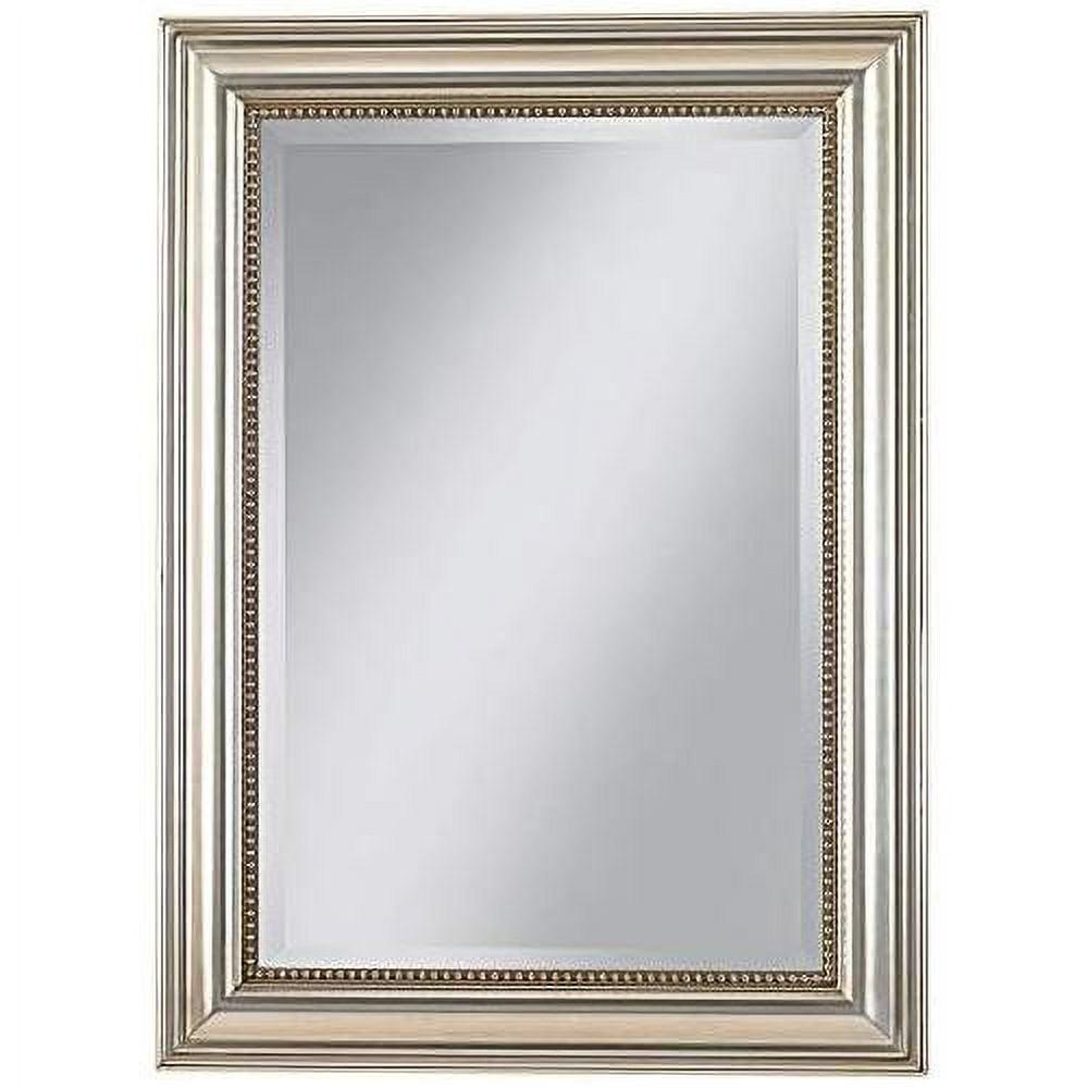 Uttermost Rectangular Vanity Accent Wall Mirror Modern Beveled Silver Leaf Gray Glaze Wood Frame 26 3/4" Wide for Bathroom Bedroom