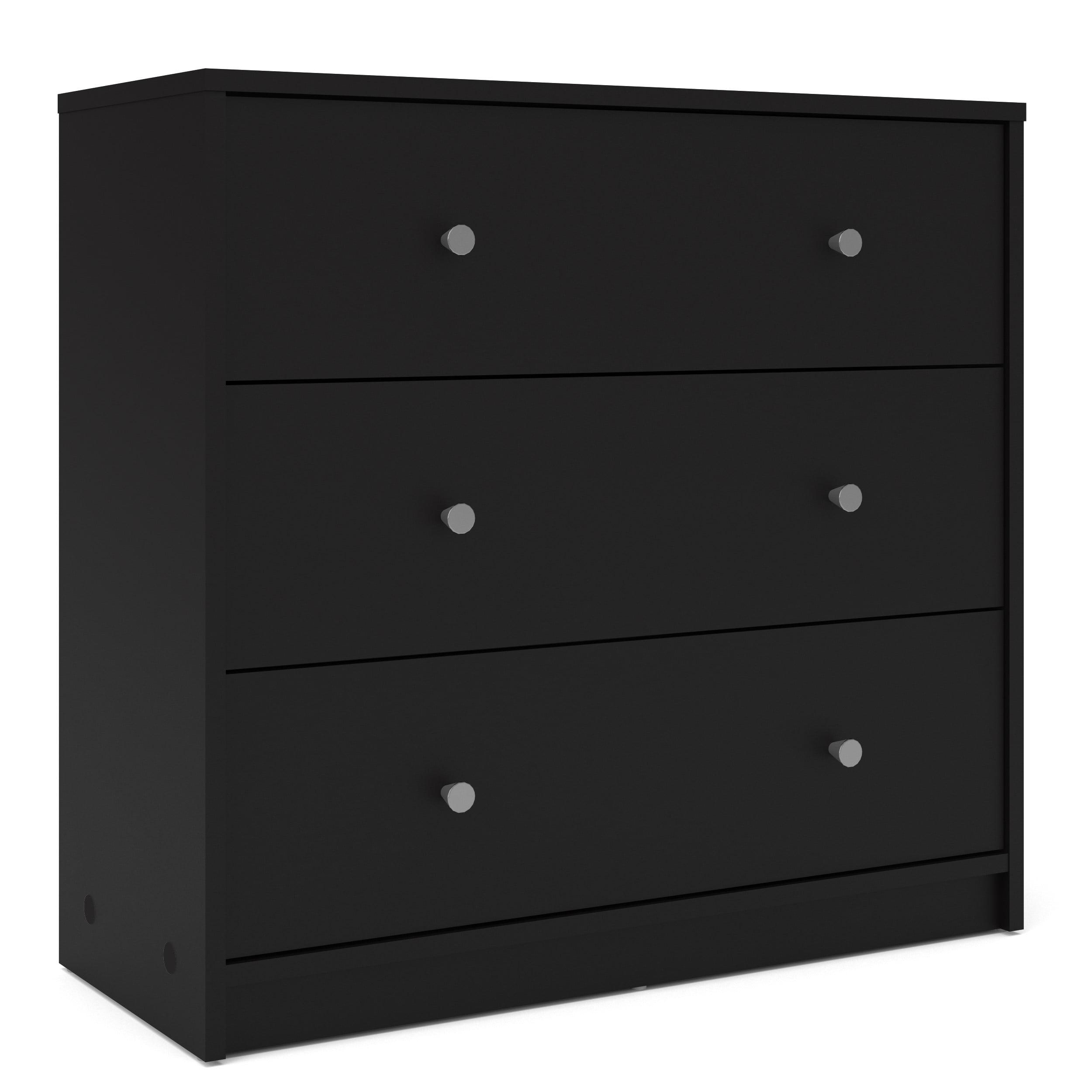 Wood Portland 3 Drawer Chest in Black-Tvilum