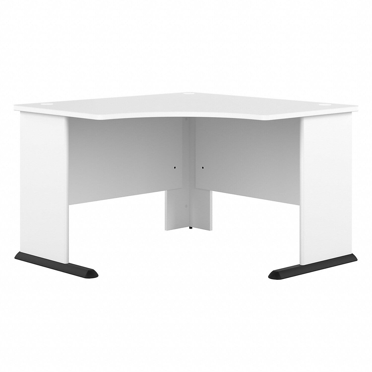 White Wood Corner Computer Desk with Drawer and Cable Management