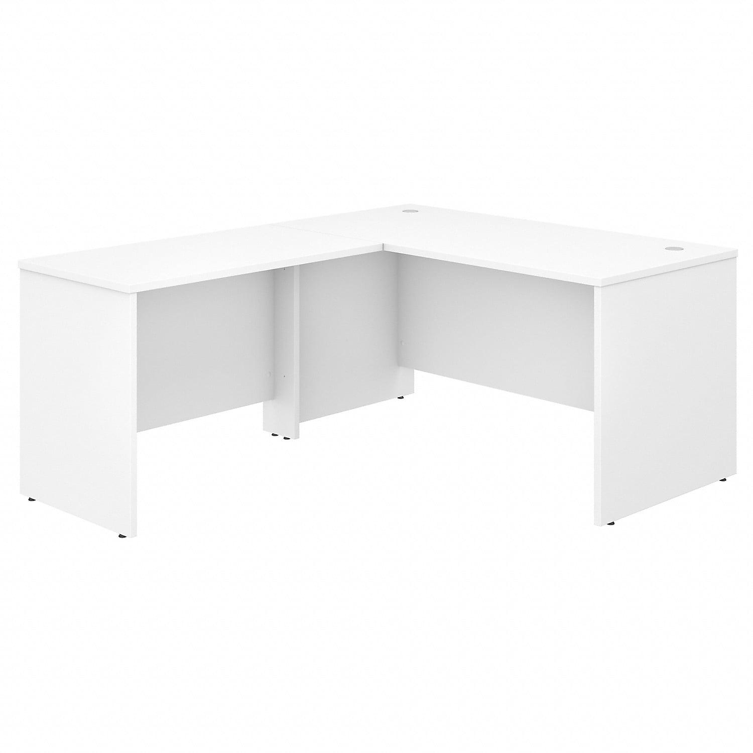 Modern White Executive Corner Desk with Filing Drawer, 59"x71"