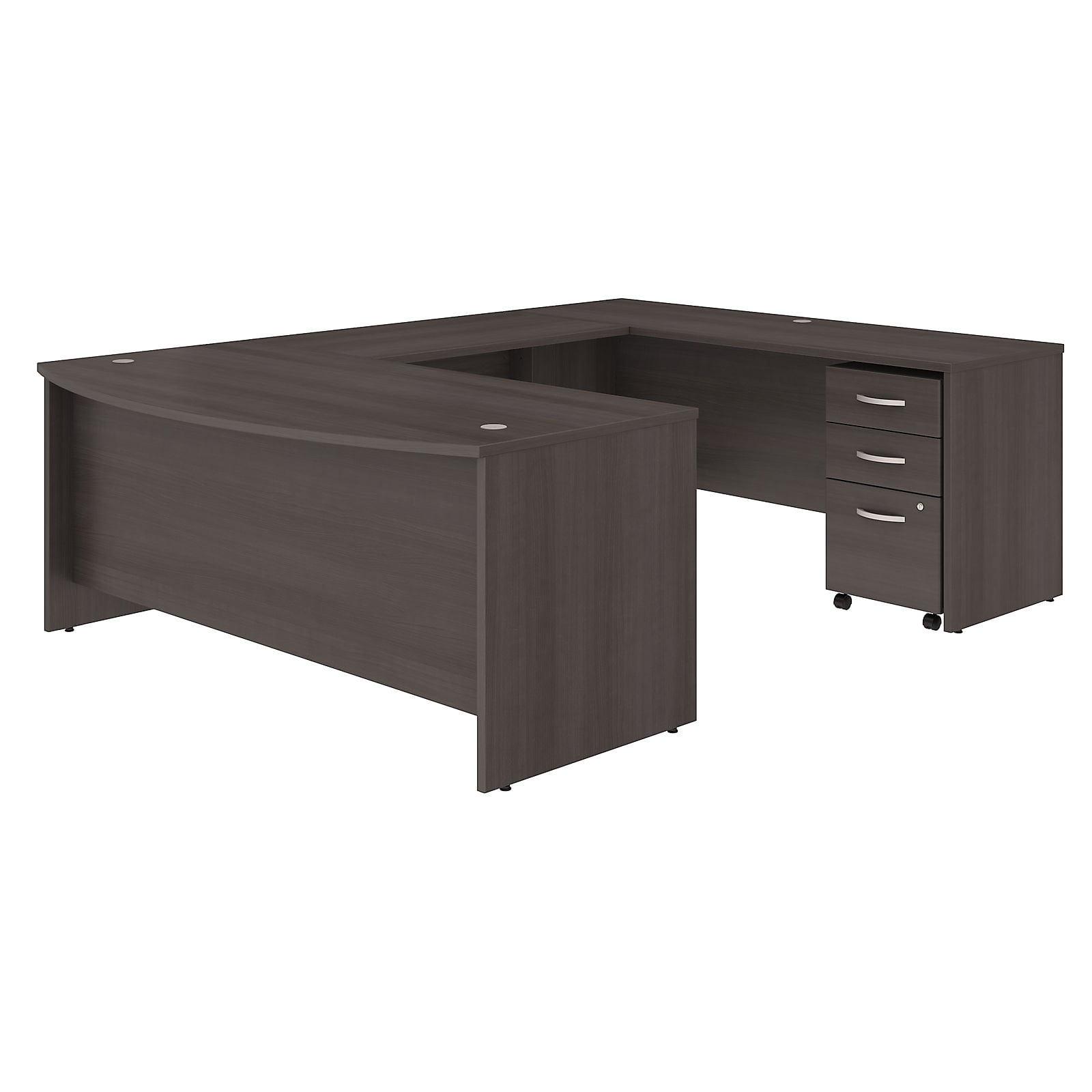 Storm Gray U-Shaped Executive Desk with Filing Cabinet