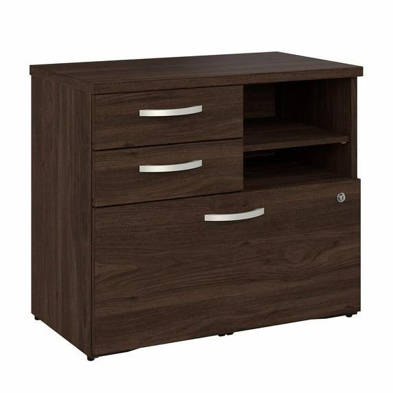 Hybrid Office Storage Cabinet with Drawers in Black Walnut - Engineered Wood