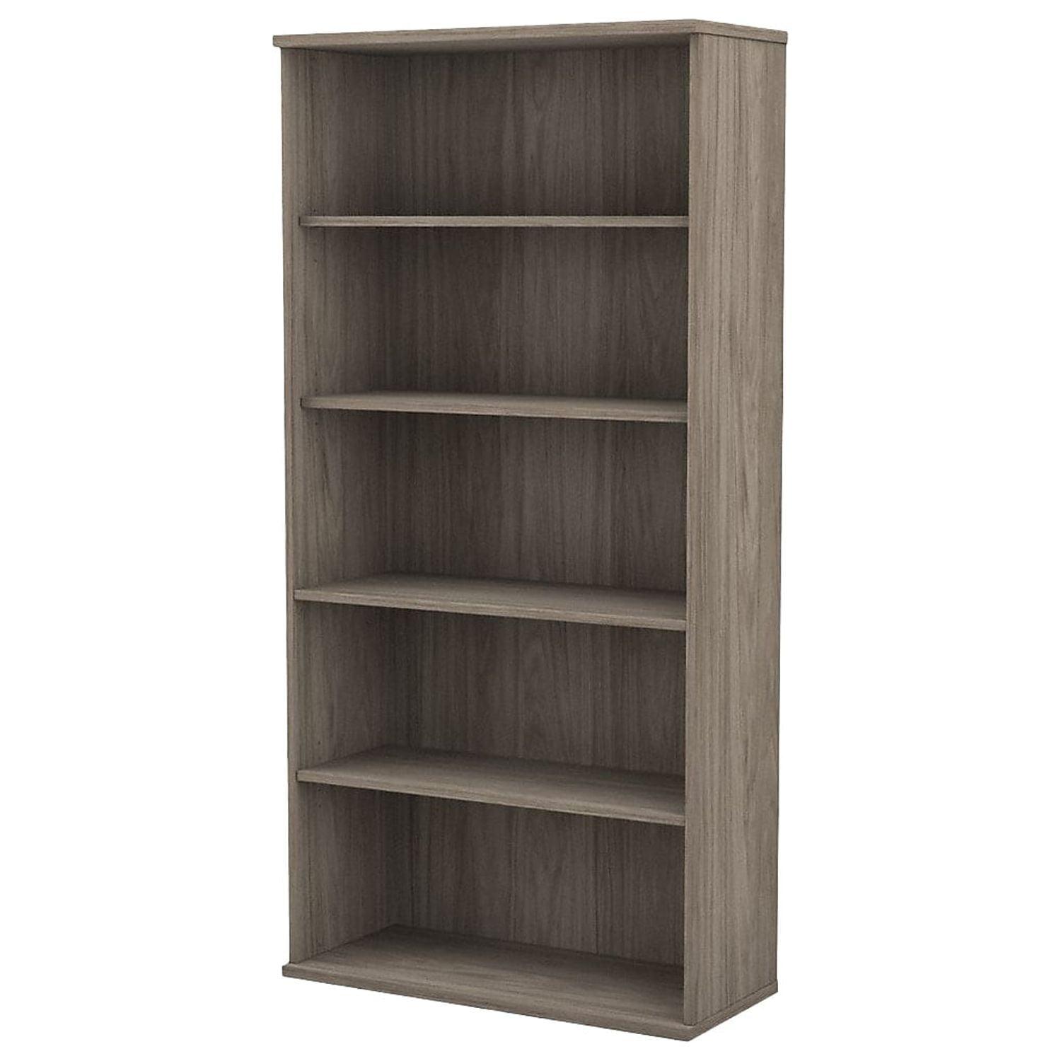 Modern Hickory 73" Adjustable 5-Shelf Wood Bookcase