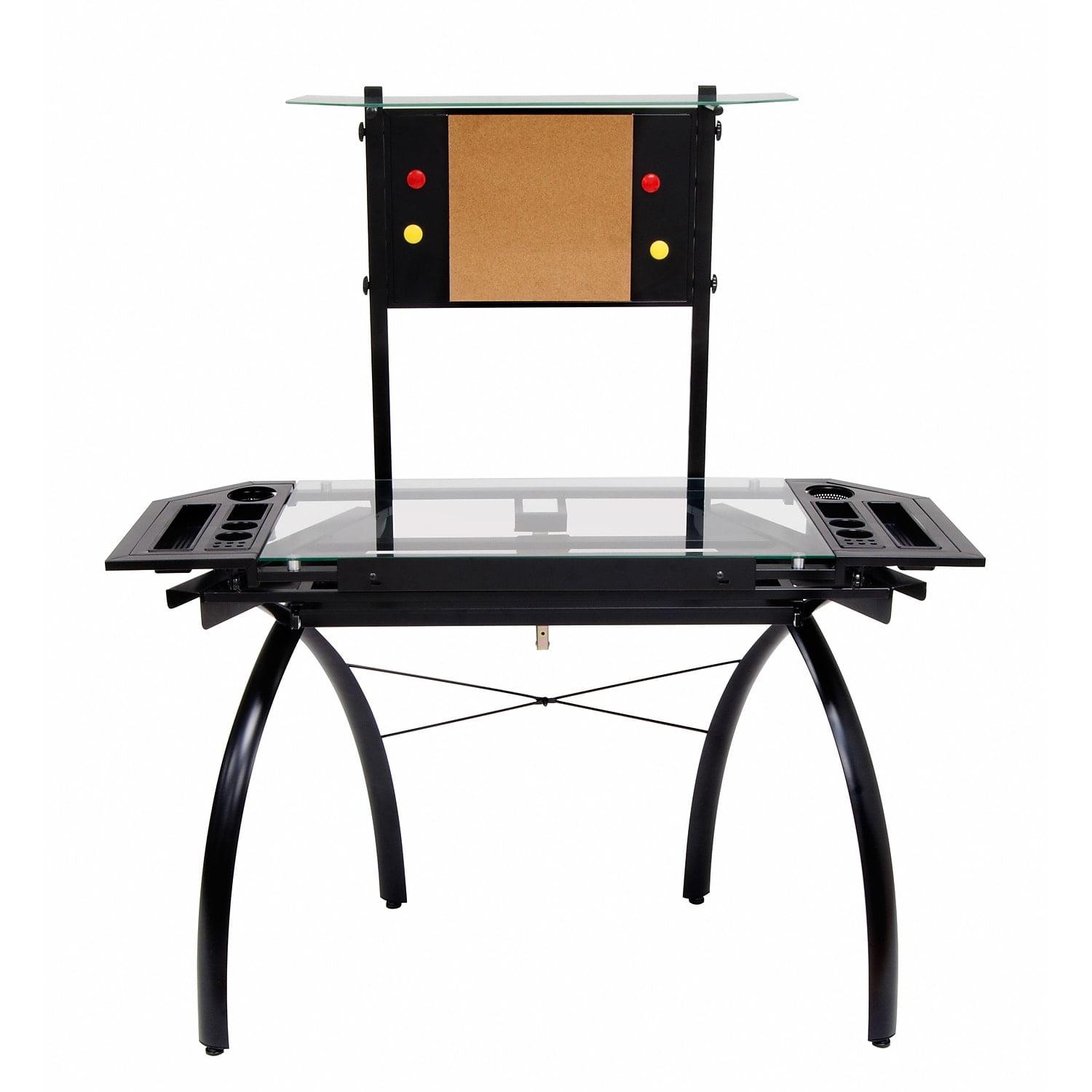 Futura Glass-Top Crafting Table with Drawer and Shelf