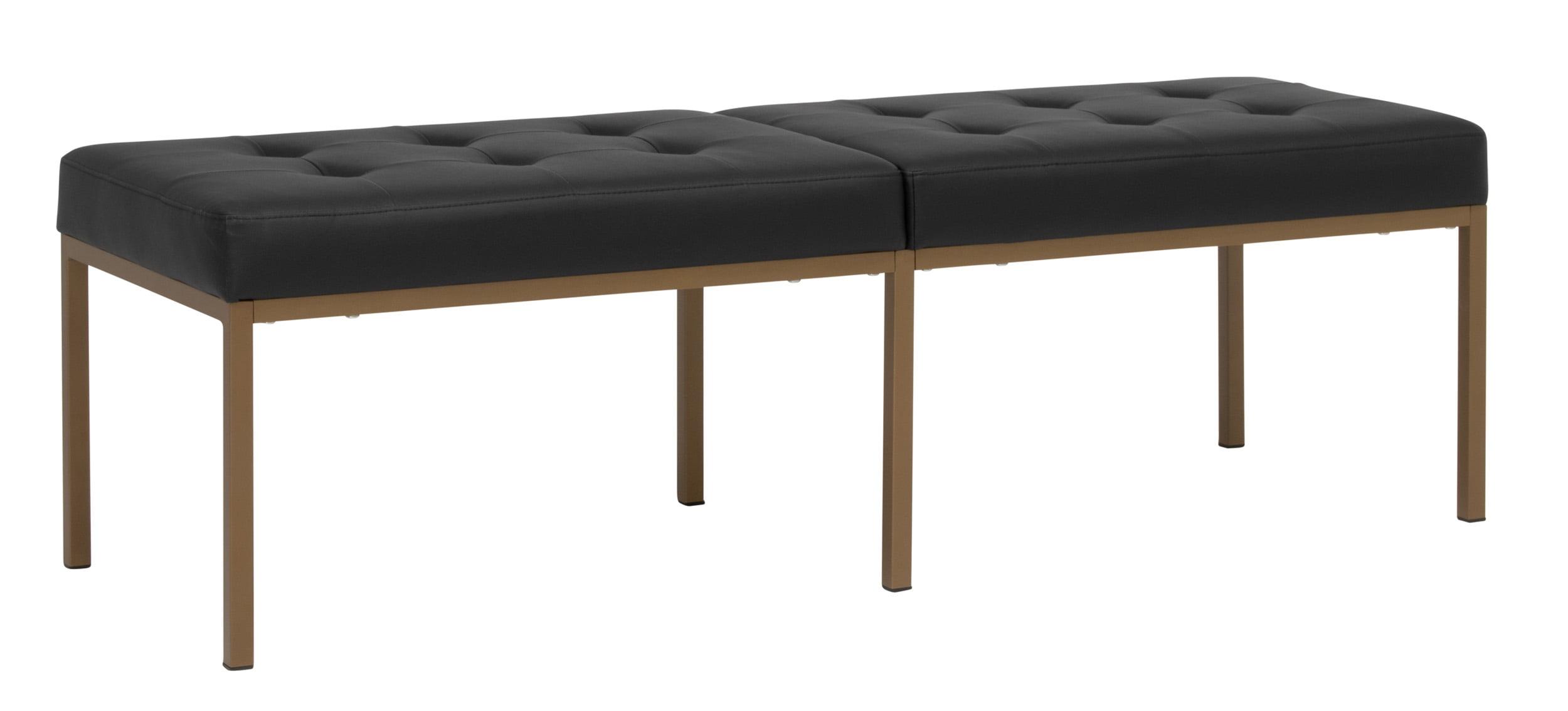 60" Wide Camber Modern Metal and Bonded Leather Bench - Studio Designs Home