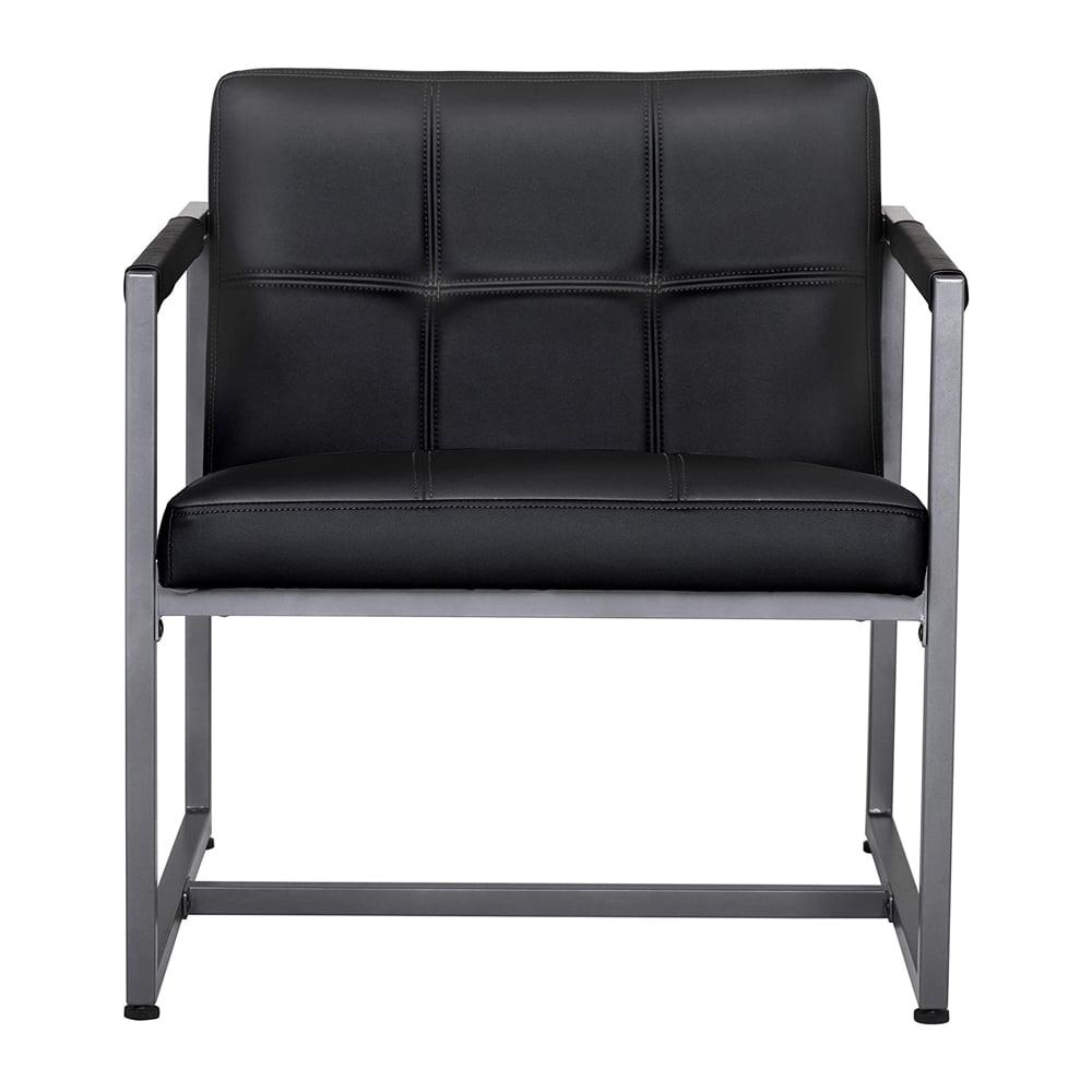 Camber Modern Black Leather Accent Chair with Metal Frame