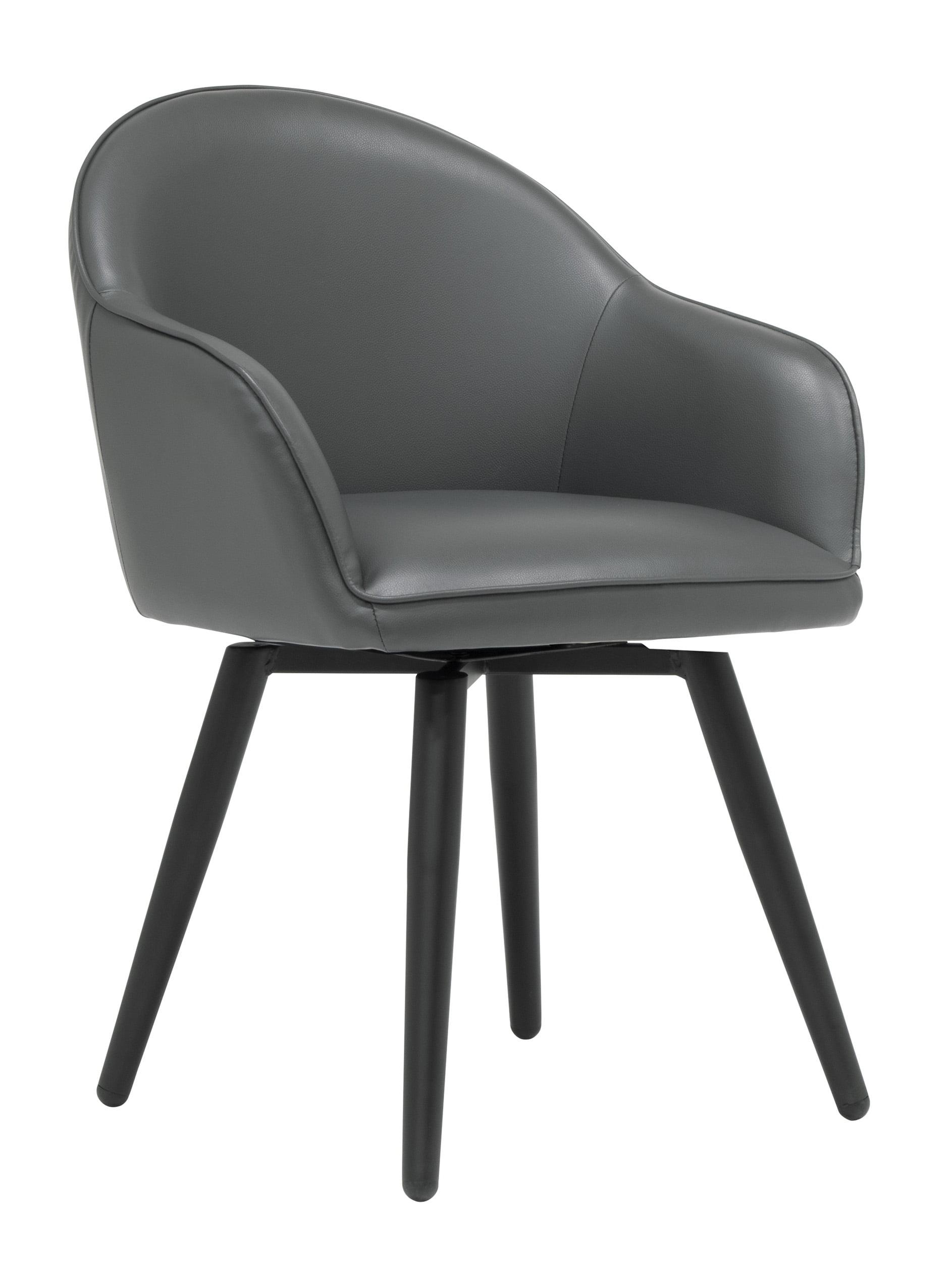 Dome Swivel Office/Dining/Guest Accent Chair with Arms Blended Leather Smoke Gray - Studio Designs Home: Metal Frame, Bonded Leather Upholstery