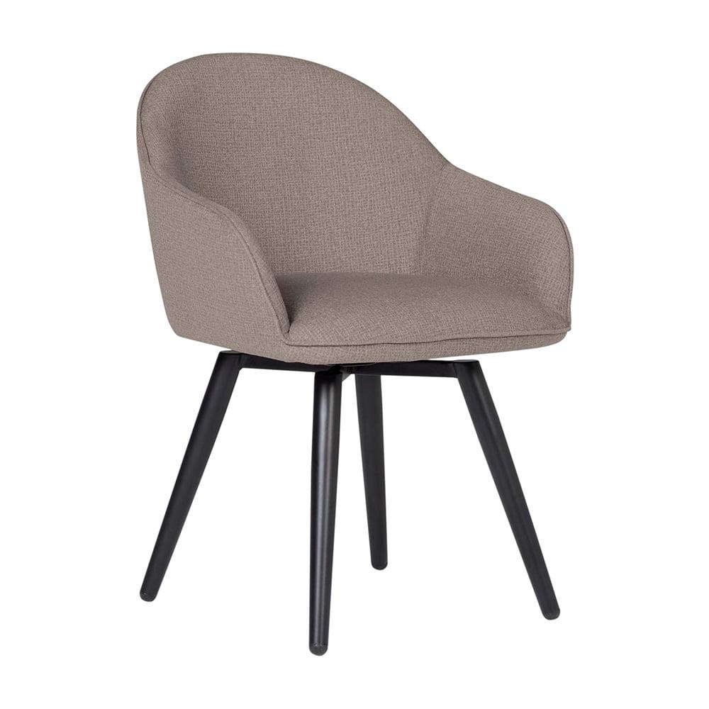 Swivel Spot Accent Chair in Beige Leather with Metal Base