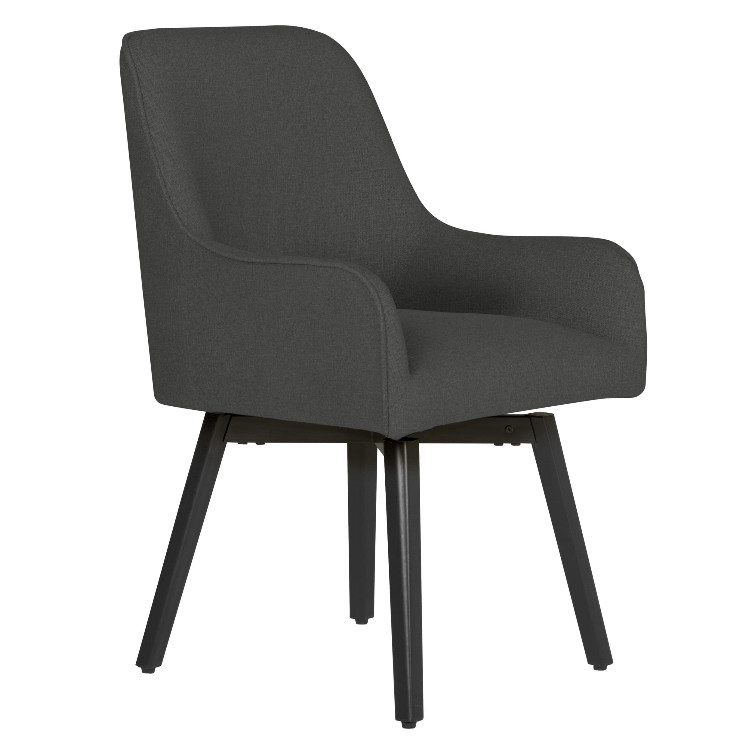 Studio Designs Home Spire Luxe Swivel Chair with Arms, Dining/Office, Black/Pewter Fabric