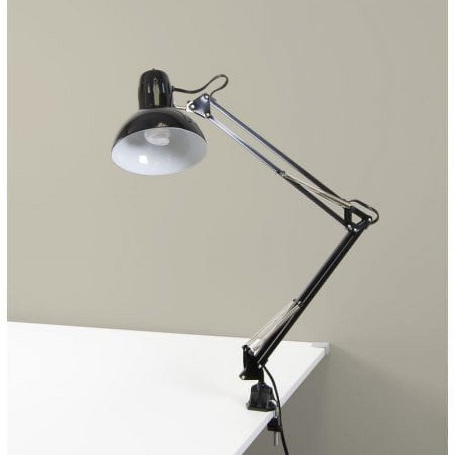 Modern Black Alloy Steel Swing Arm Desk Lamp with CFL Bulb