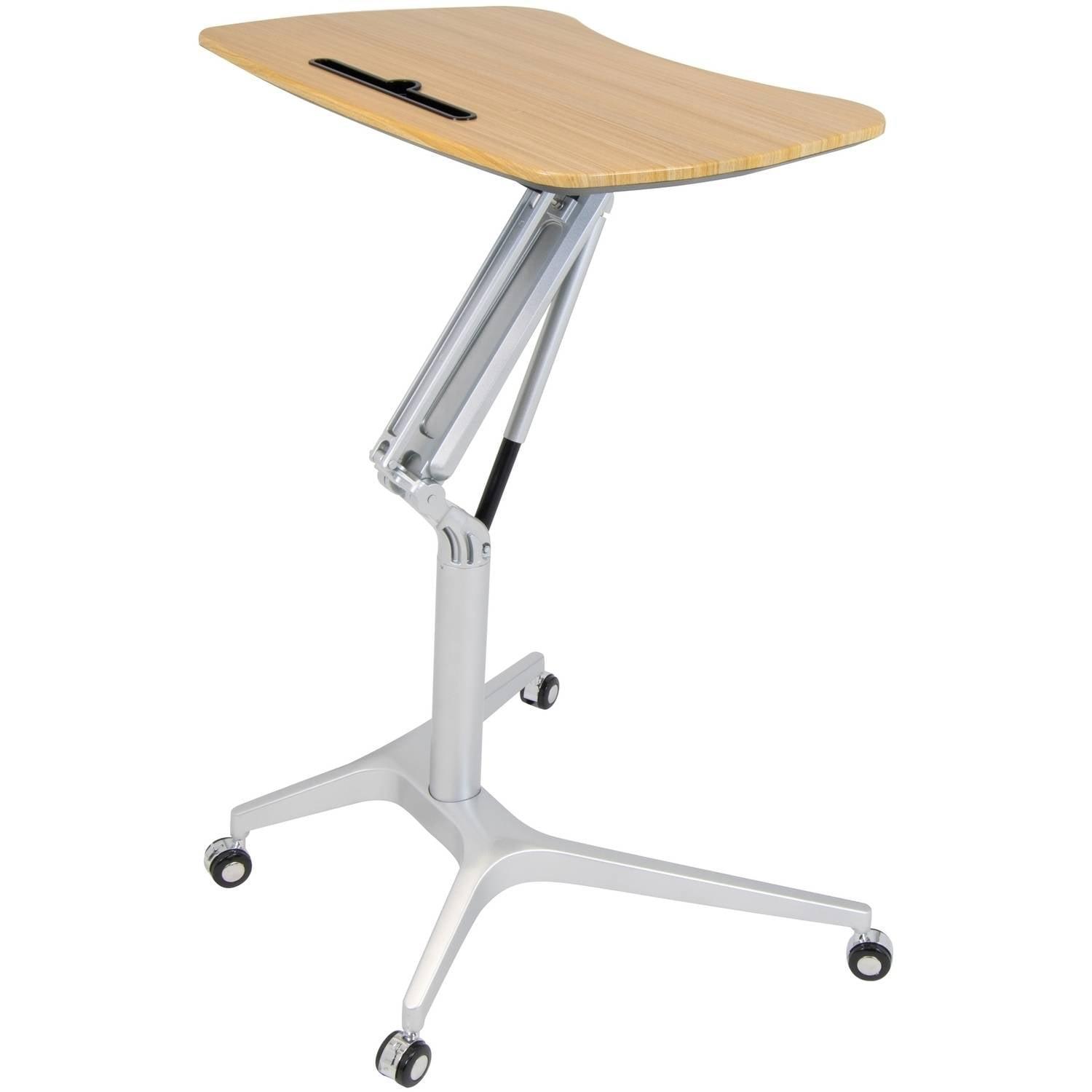 Adjustable Silver Maple Mobile Desk with Tablet Slot - 30"x22.5"