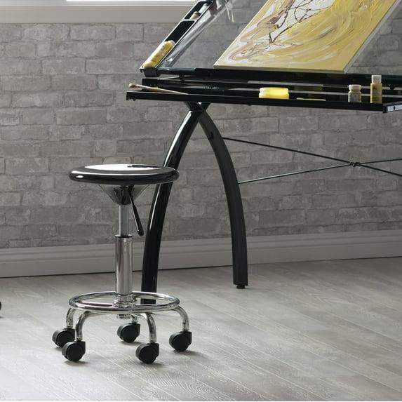 Inbox Zero Cowgill Adjustable Height Industrial Stool with Footring Wheels