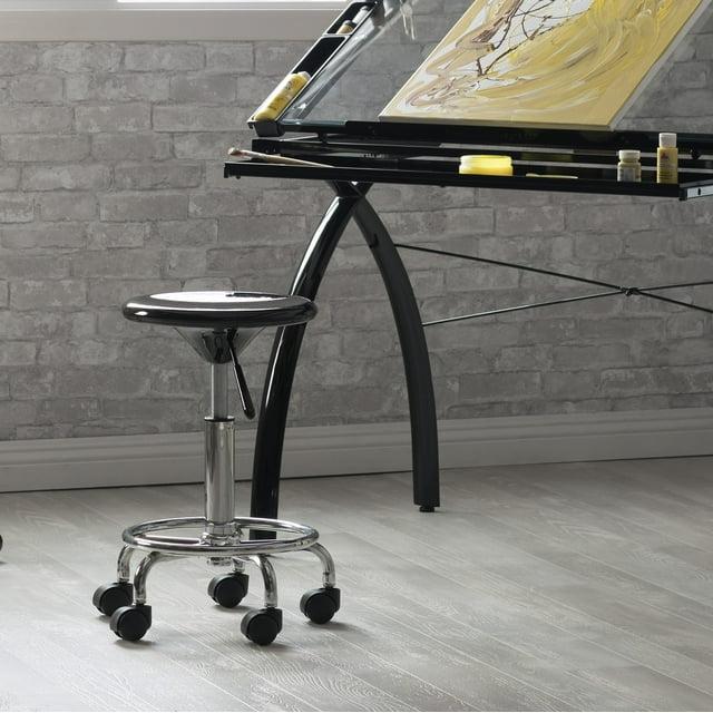 Inbox Zero Cowgill Adjustable Height Industrial Stool with Footring Wheels