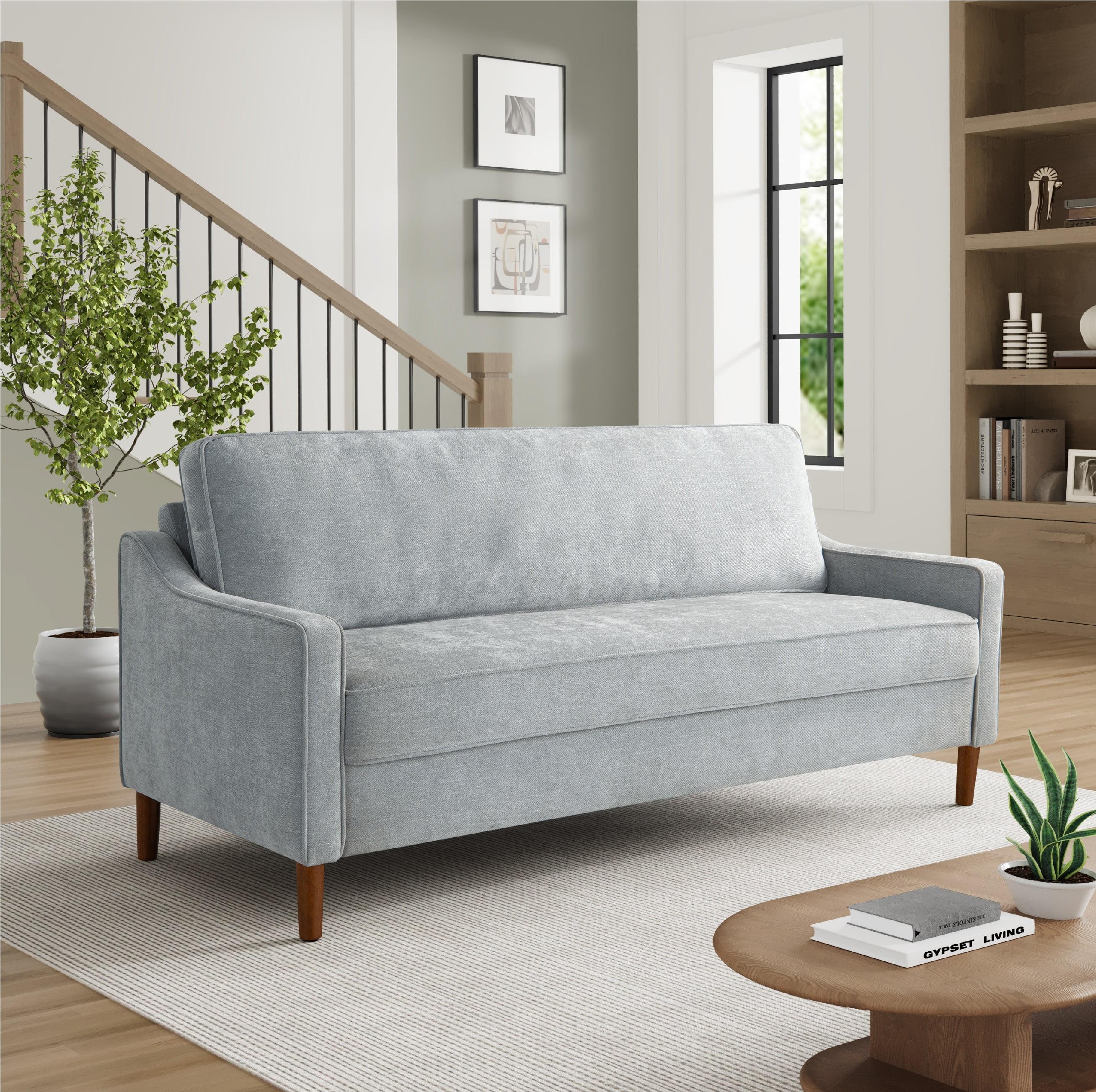 Gray Tufted Fabric Lawson Sofa with Removable Cushions