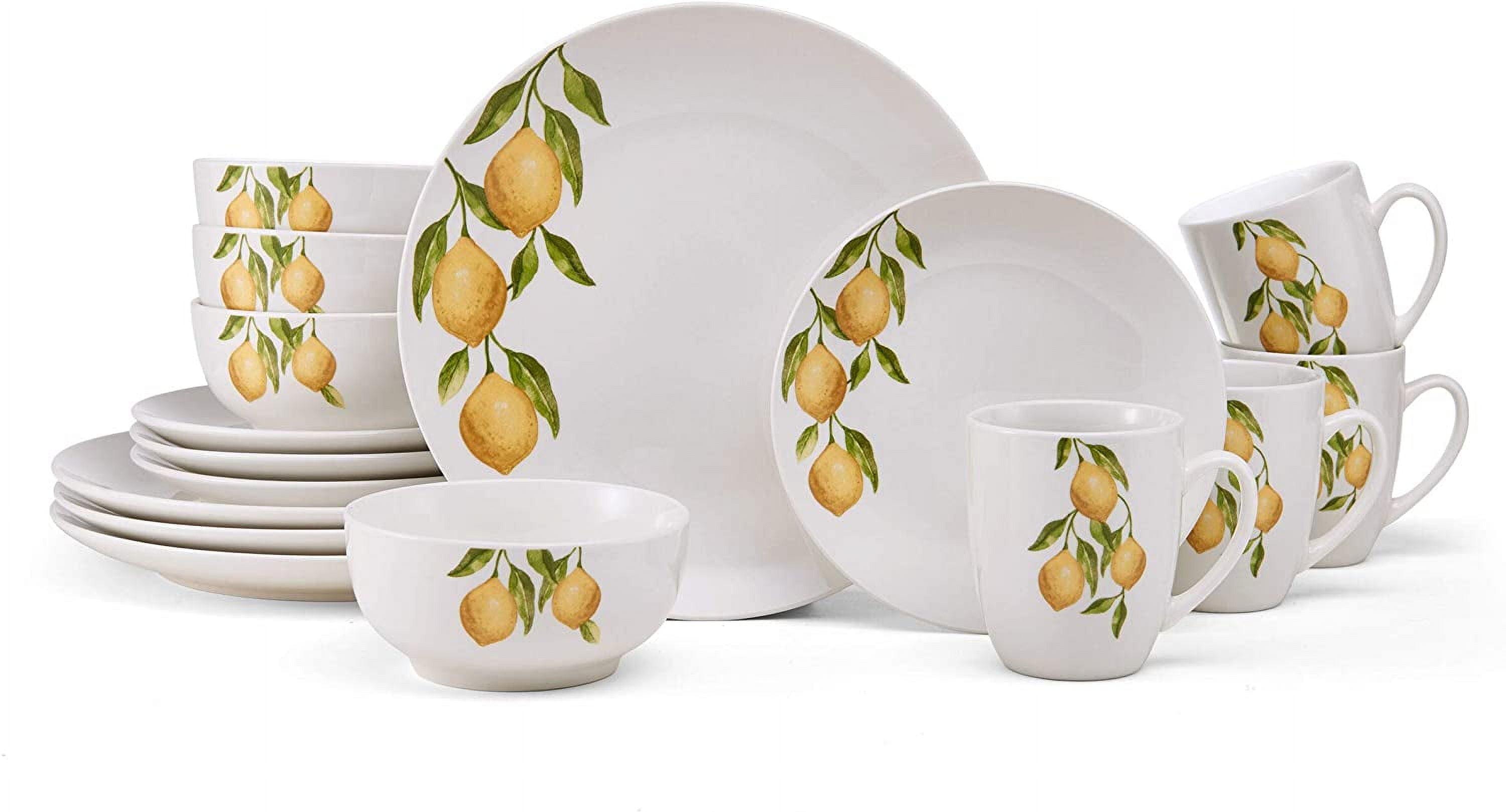 Countryside Lemons 16-Piece Porcelain Dinnerware Set, Service for 4