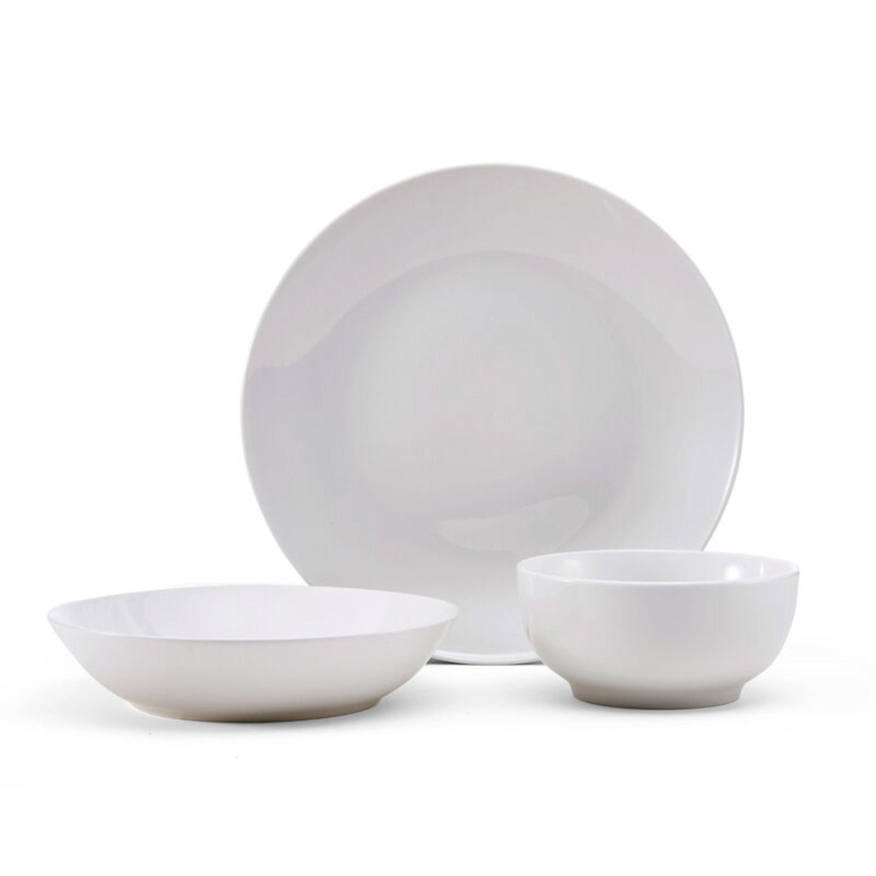 Alexis Modern White Porcelain 18-Piece Dinnerware Set for 6