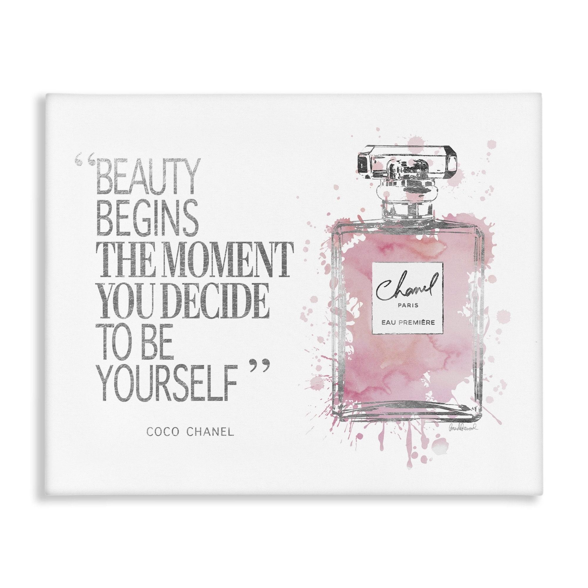 Beauty Begins Quote Pink Perfume Canvas Wall Art