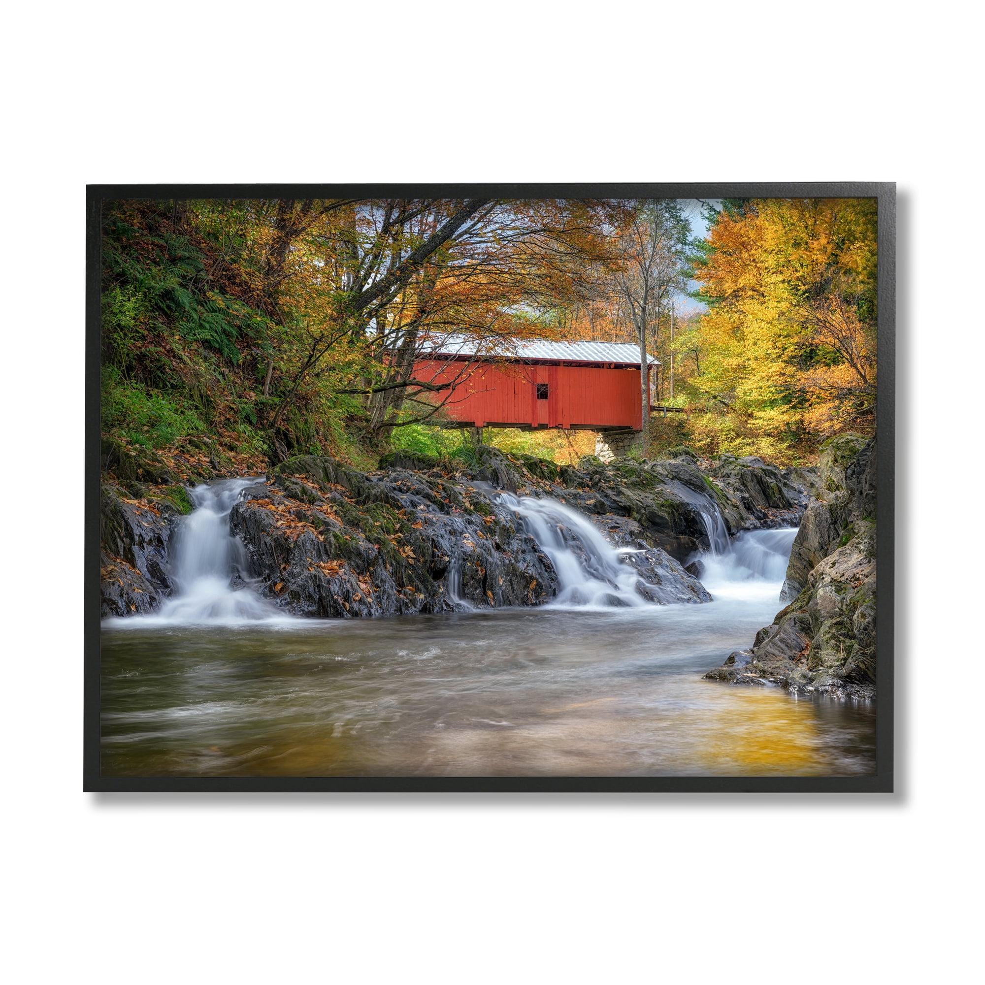 Stupell Industries " Bridge Waterfalls Flowing River Foliage " by Rick Berk