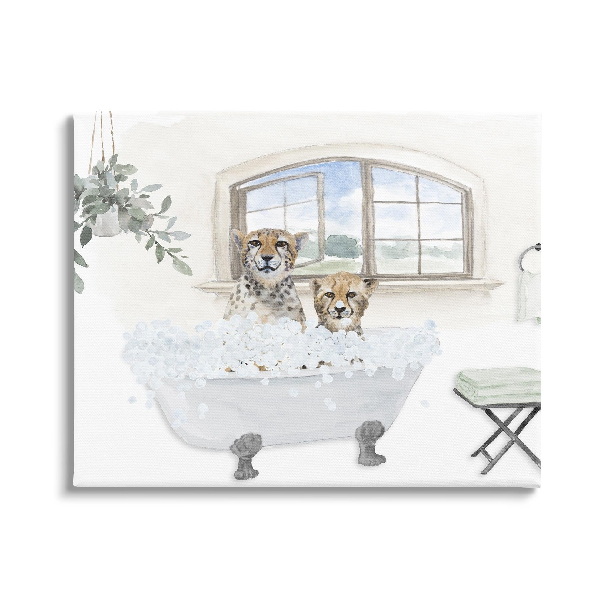Stupell Industries " Cheetah Duo Bathtub Bathroom Scene " by Lanie Loreth