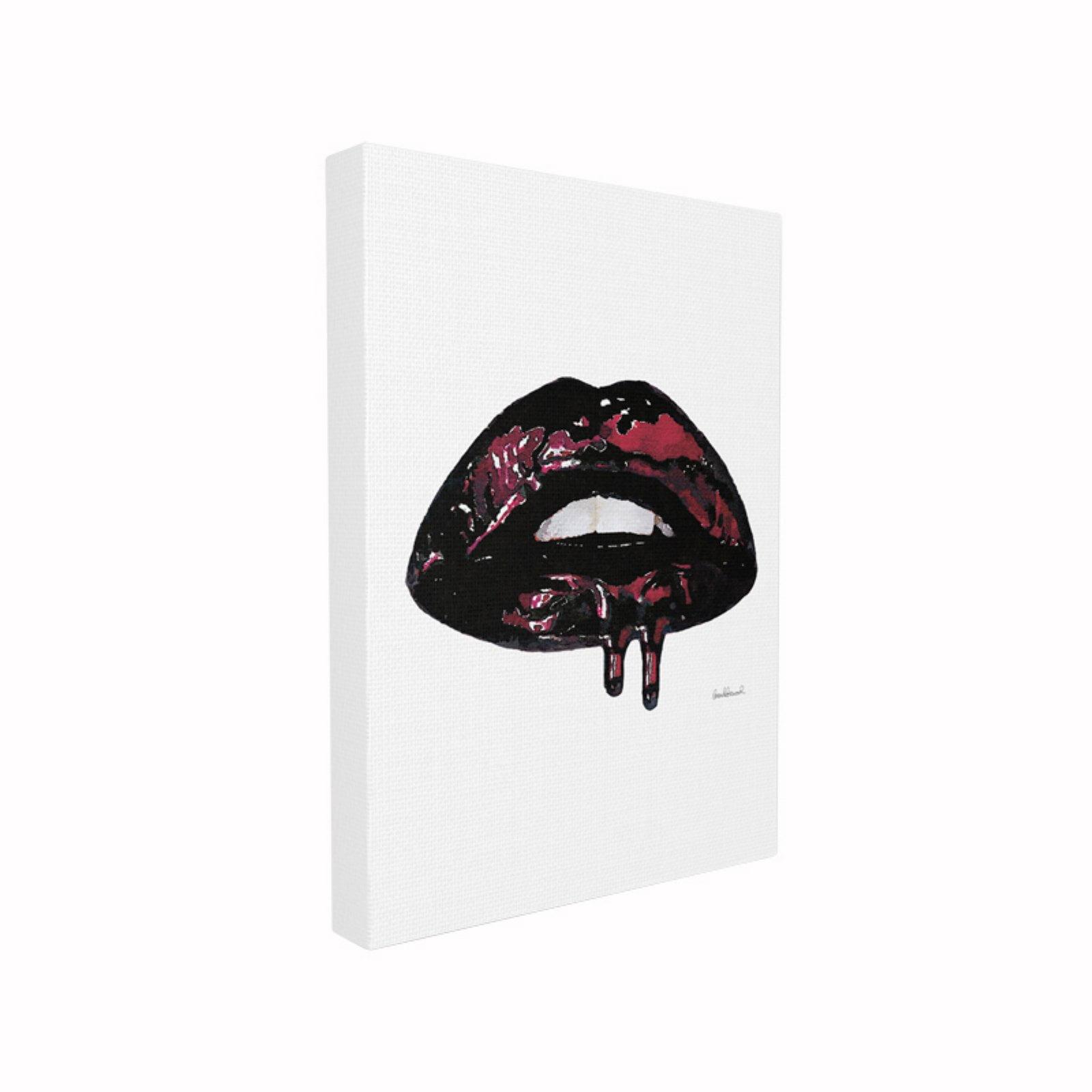 Stupell Fashion Lips w/ Red Lipgloss Drip Minimal Canvas Art, 16 x 20