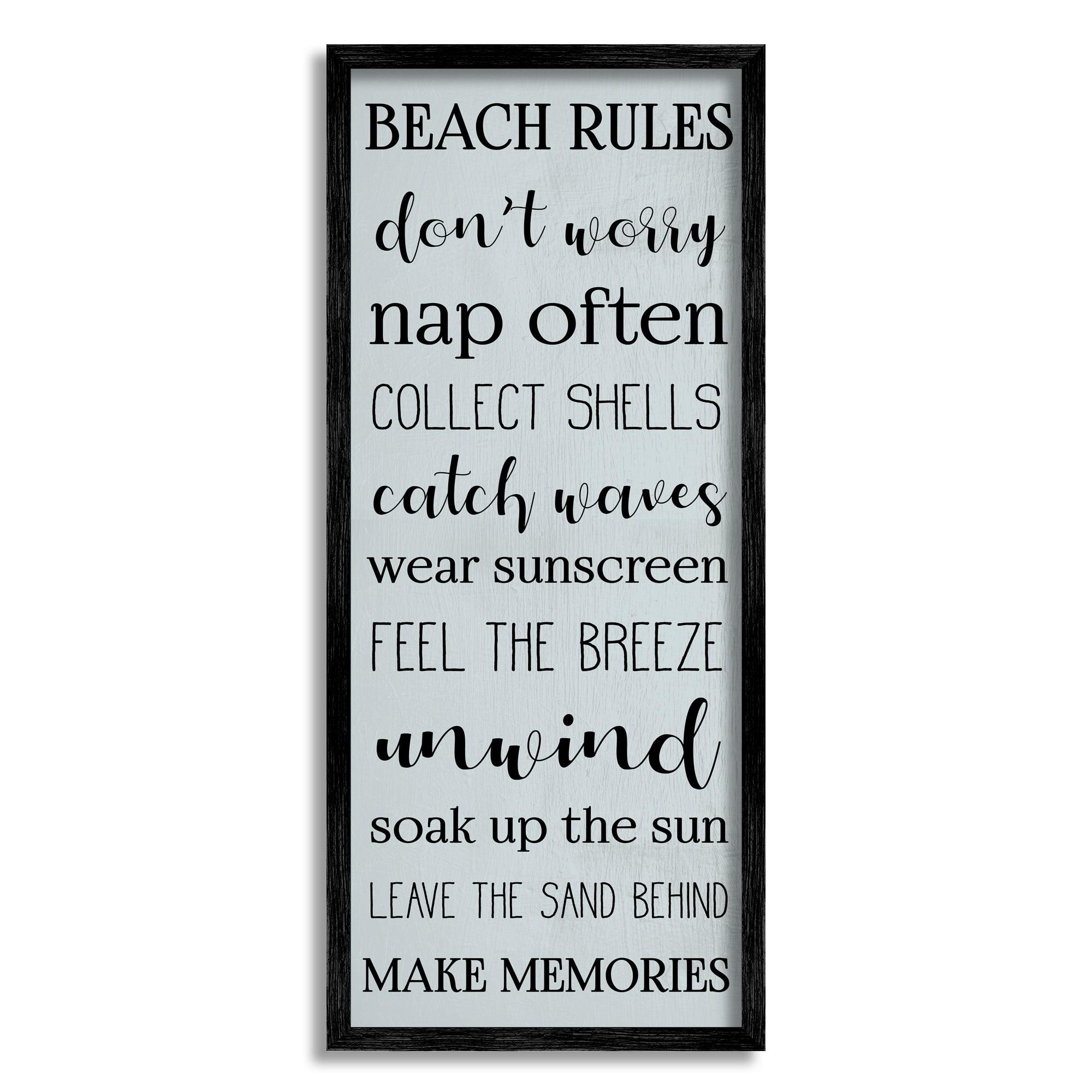 Stupell Industries " Beach Rules Sign Coastal Relaxation List Blue " by Daphne Polselli