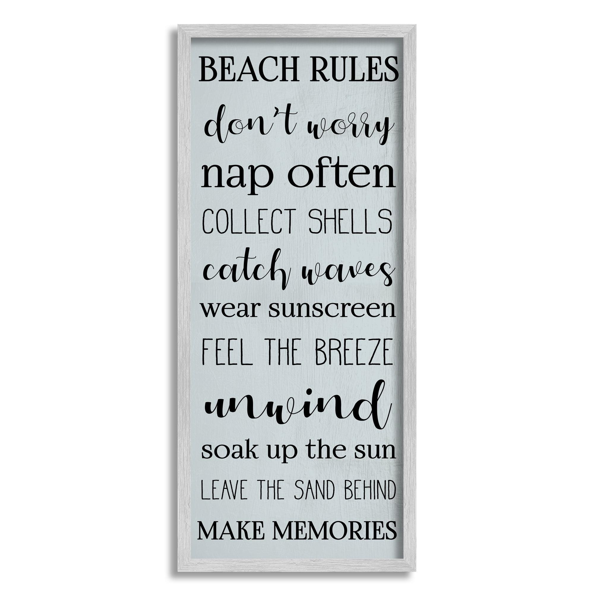Stupell Industries " Beach Rules Sign Coastal Relaxation List Blue " by Daphne Polselli