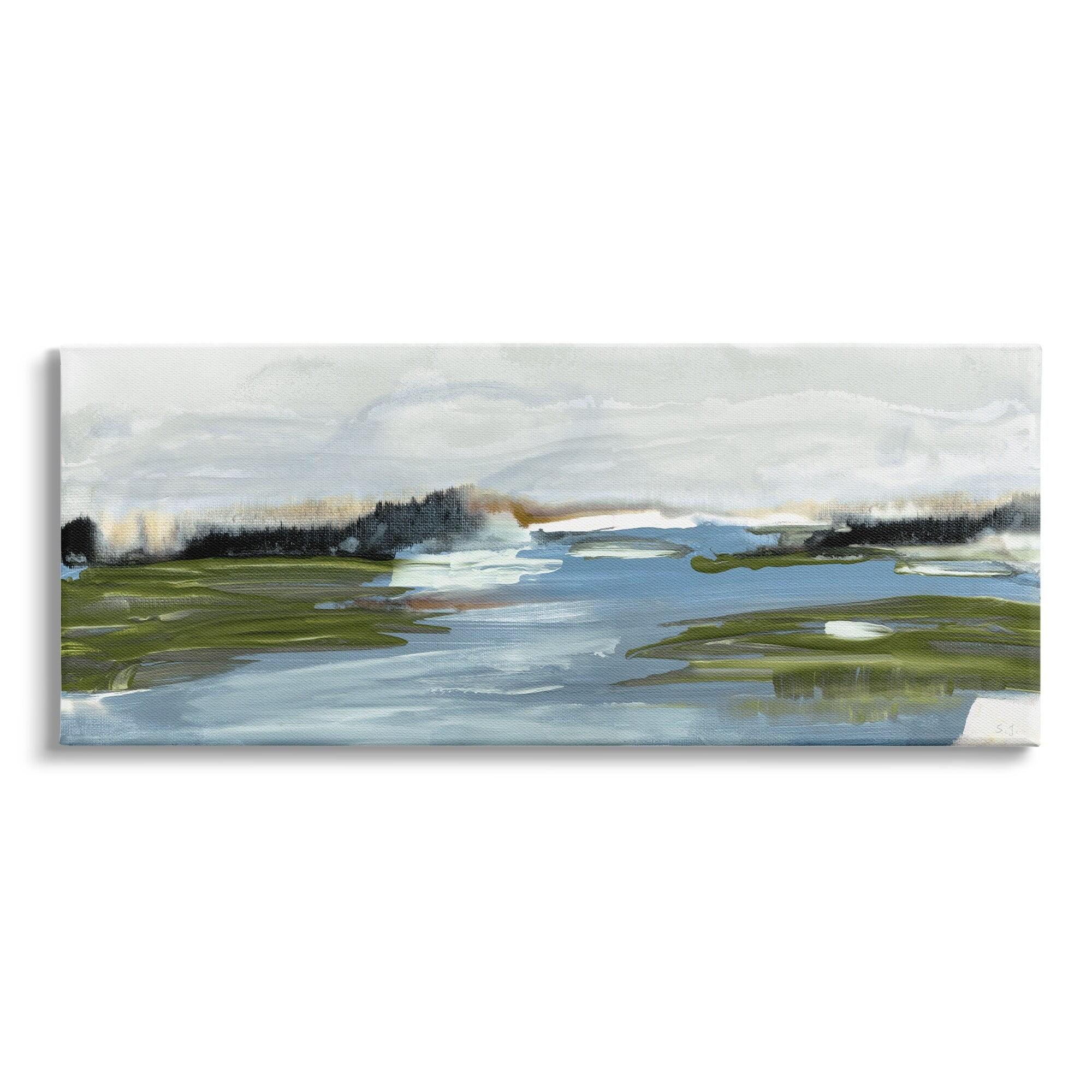 Abstract Wetland Landscape Canvas Wall Art, 30 x 13