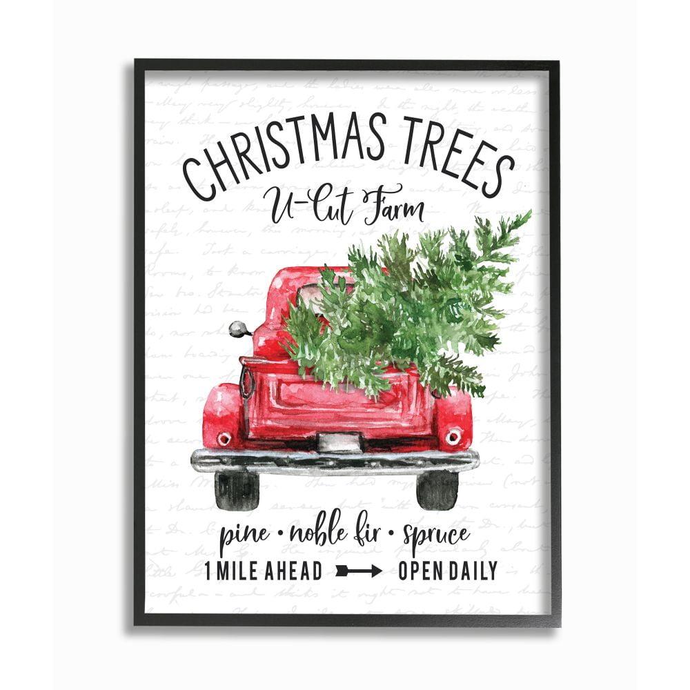 Stupell Indtries Christmas Red Farm Truck with Winter Pine Designed by Lettered and Lined