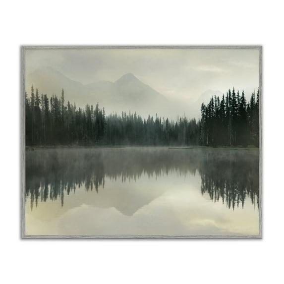 Stupell Industries Foggy Lake Forest Landscape Soft Nature Water Reflection Gray Framed Giclee, 24 x 30
