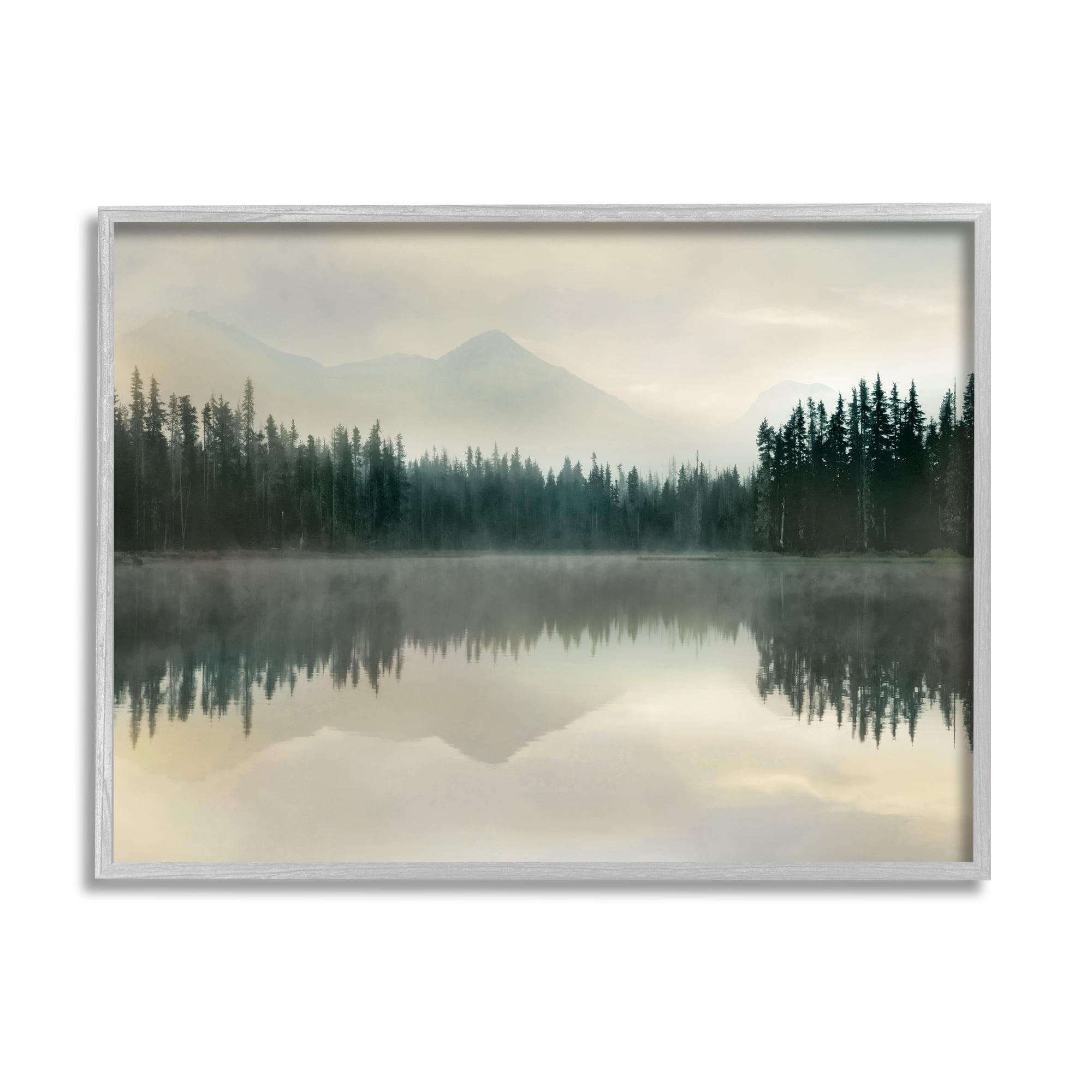 Stupell Industries Foggy Lake Forest Landscape Soft Nature Water Reflection